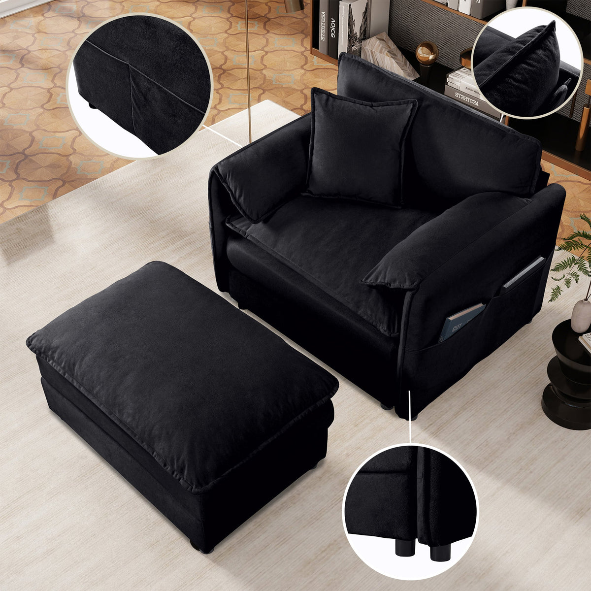 Oversized Chenille Accent Chair Set of 2