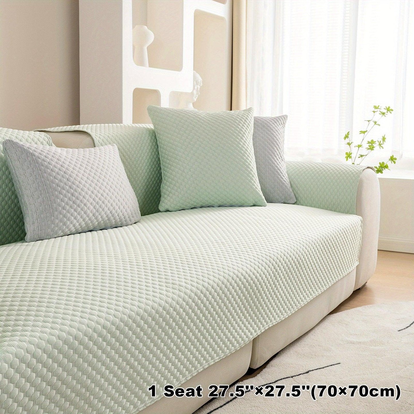 Breathable Ice Silk Light Gray Couch Cover - Cooling & Anti-Scratch
