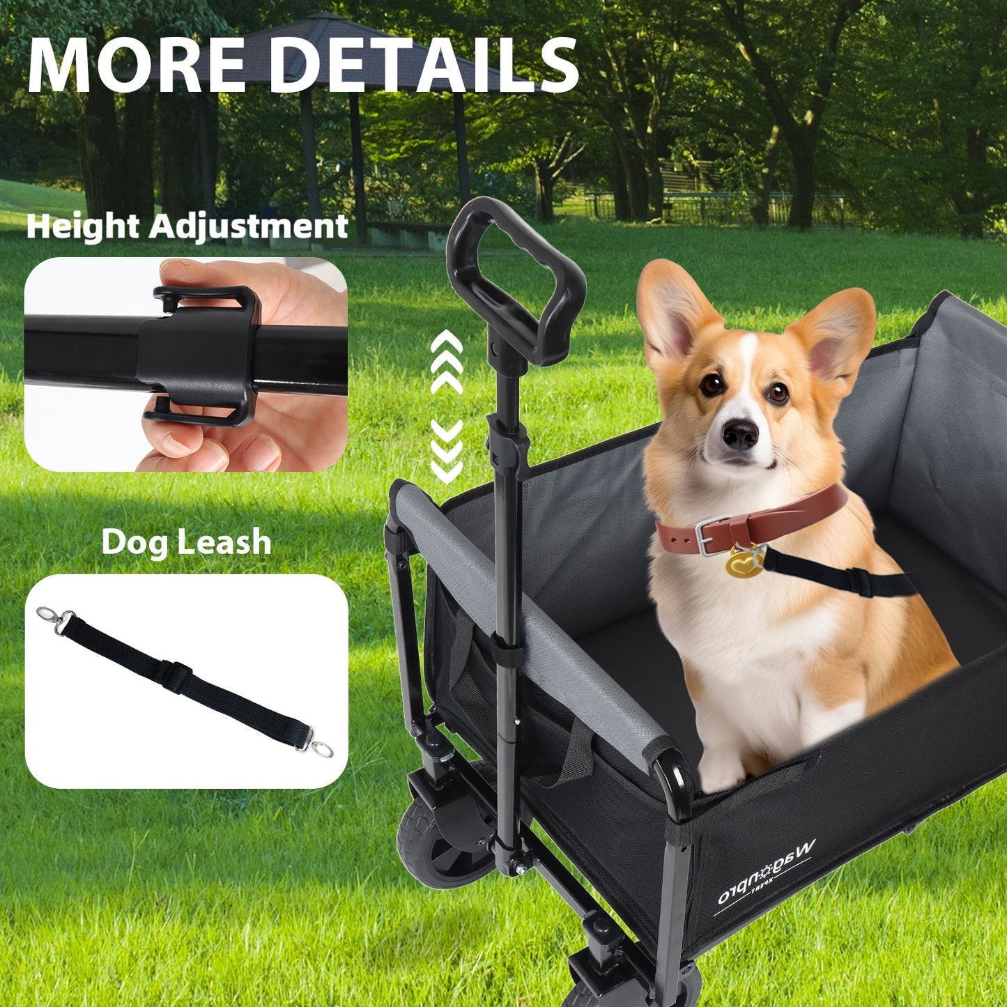 Collapsible Wagon with Wheels - 3 in 1 Lightweight Utility Camping Wagons Carts Foldable (Black)