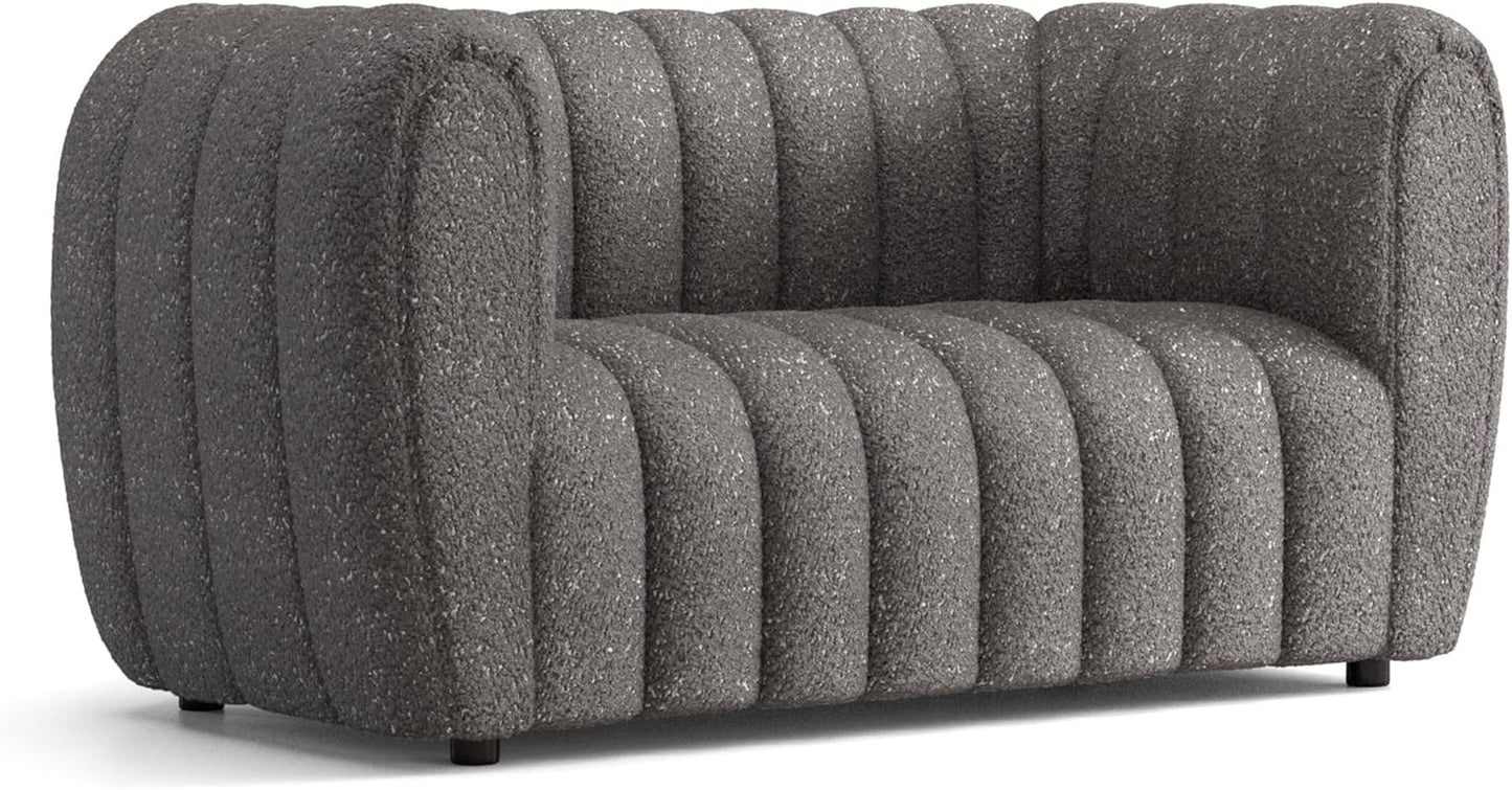 Charcoal Gray Vertical Channel Tufted 3 Piece Sofa Set
