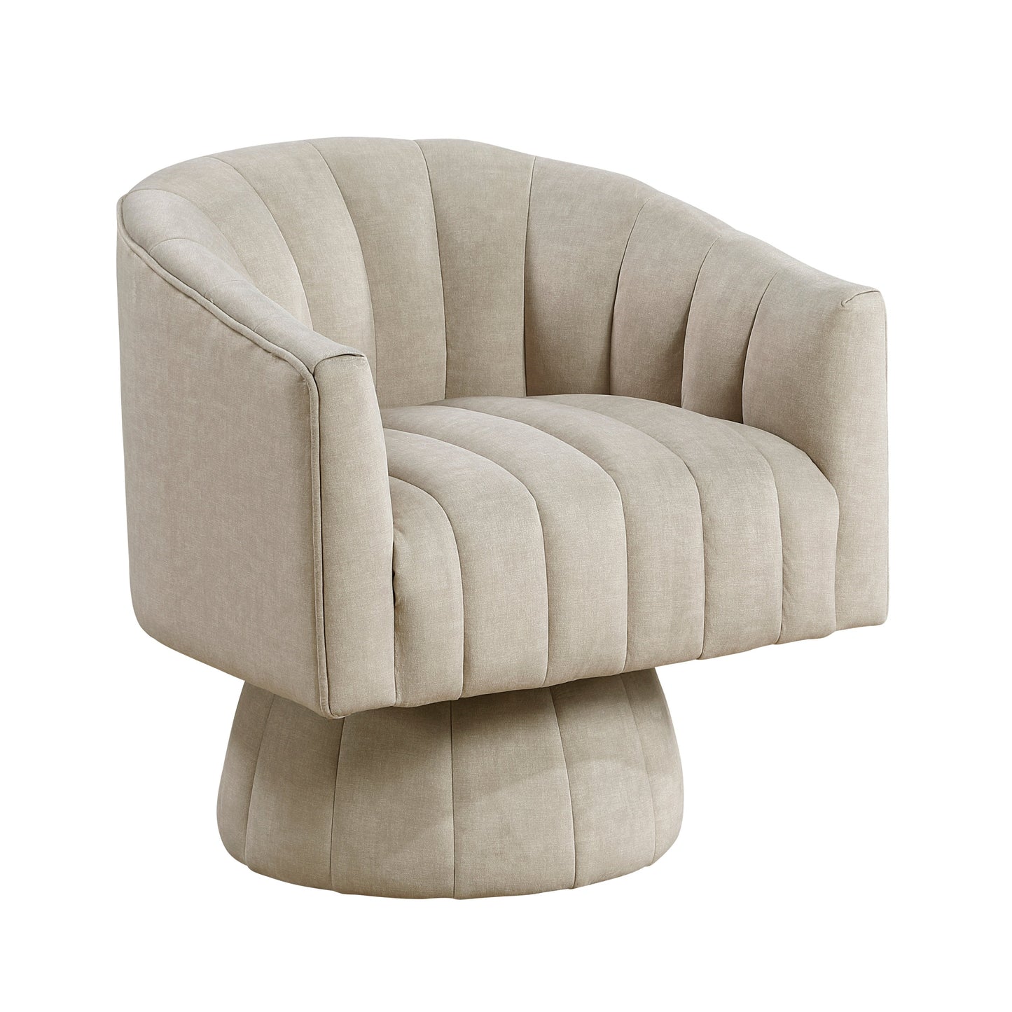 Taupe Velvet Accent Chair Modern Luxury Living Room Furniture, 1pc Swivel Chair Comfortable Barrel Back
