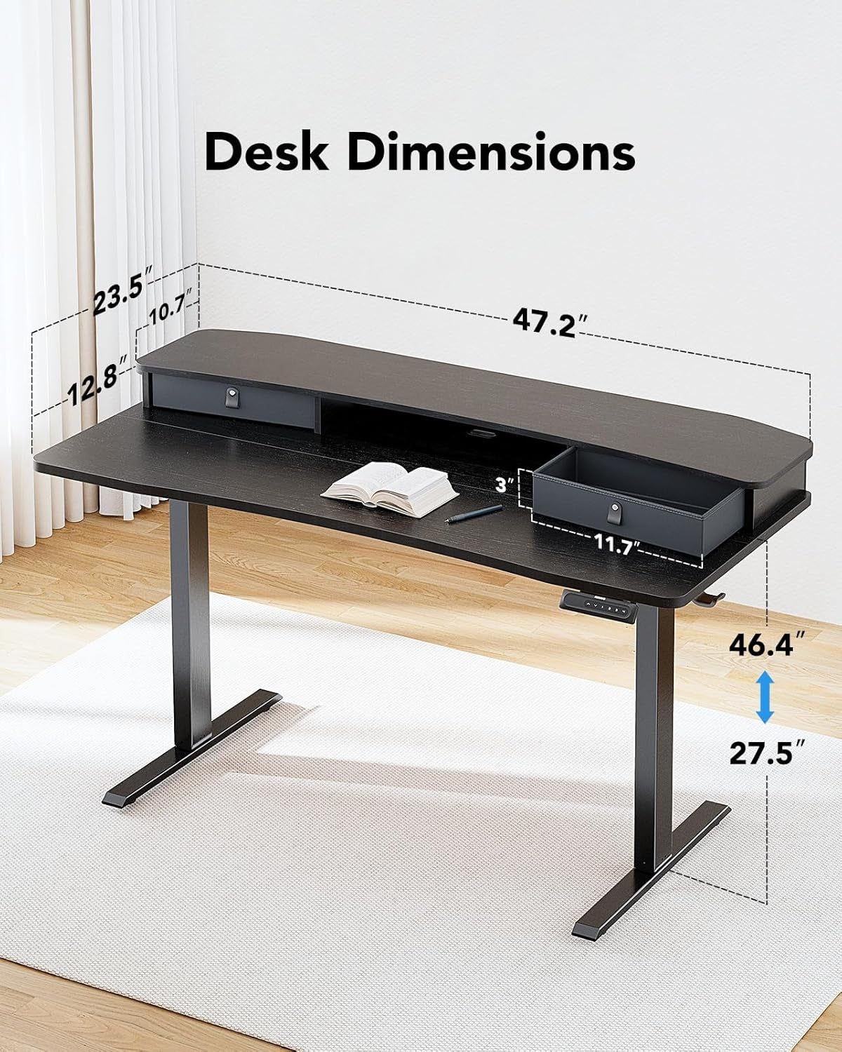 48 Inch Electric Standing Desk With Height Adjustable