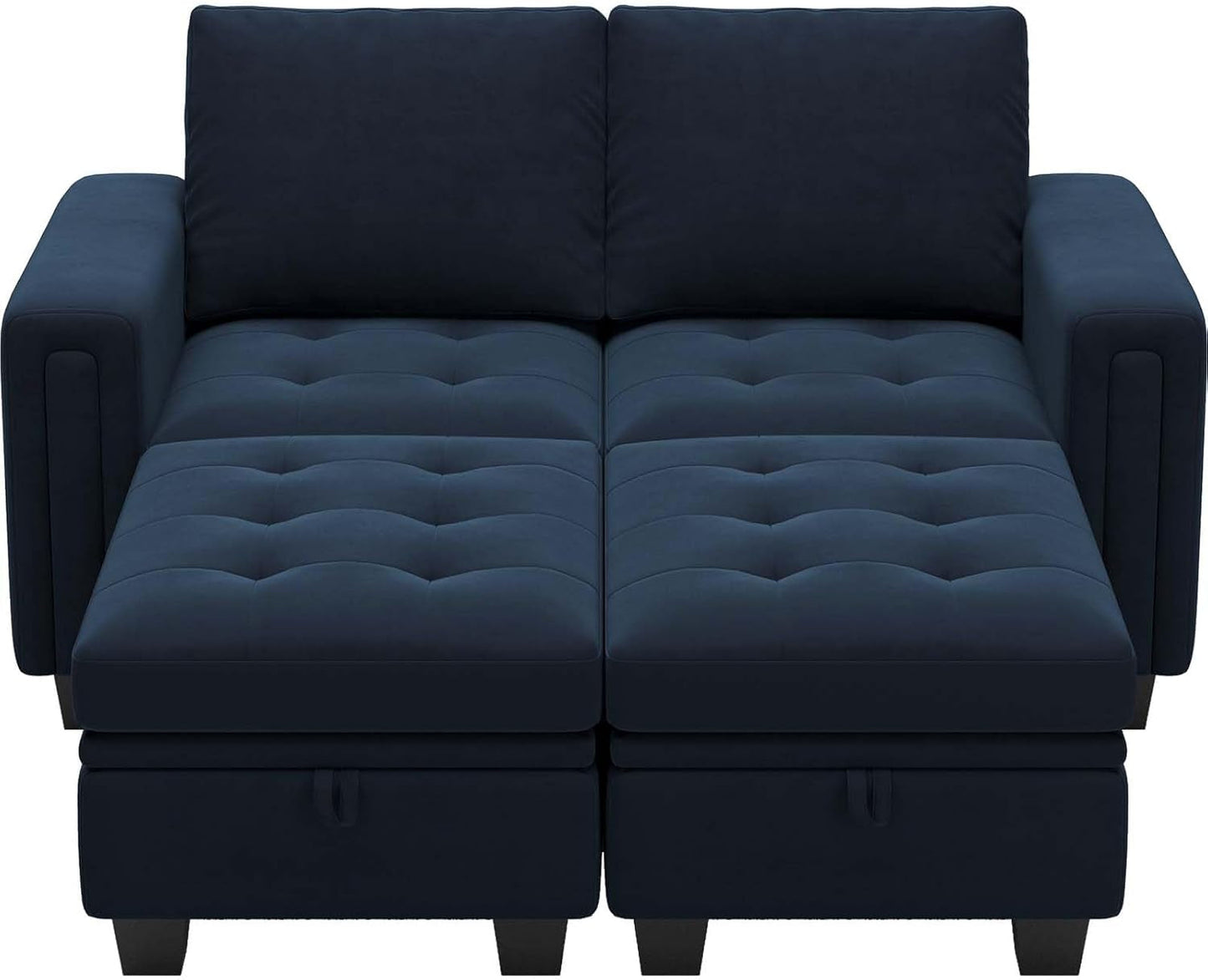 Velvet Modular Sectional Sofa With Storage Sleeper Blue