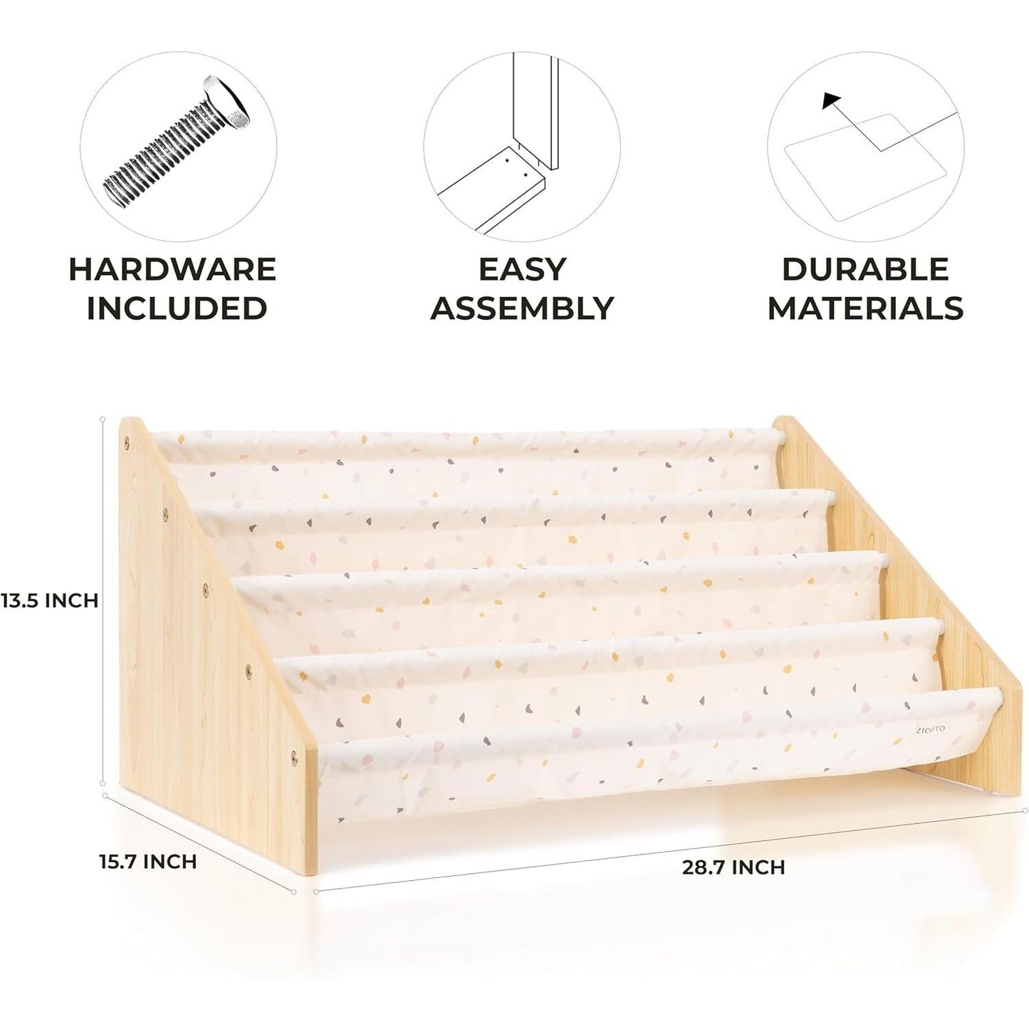 Montessori Kids Bookshelf 28.7x15.7x13.6 Nursery Organizer