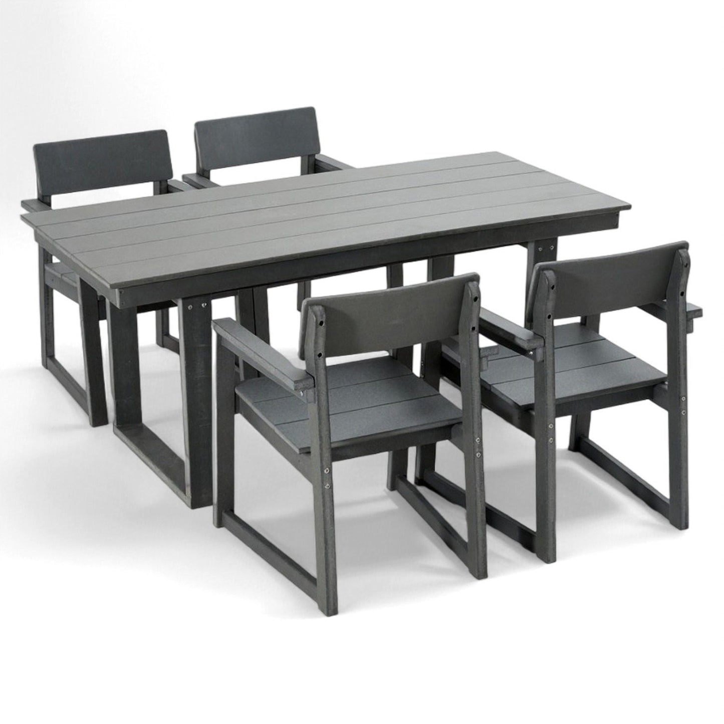 5 Piece Outdoor Dining Set with Umbrella Hole and 4 Armrest Chairs