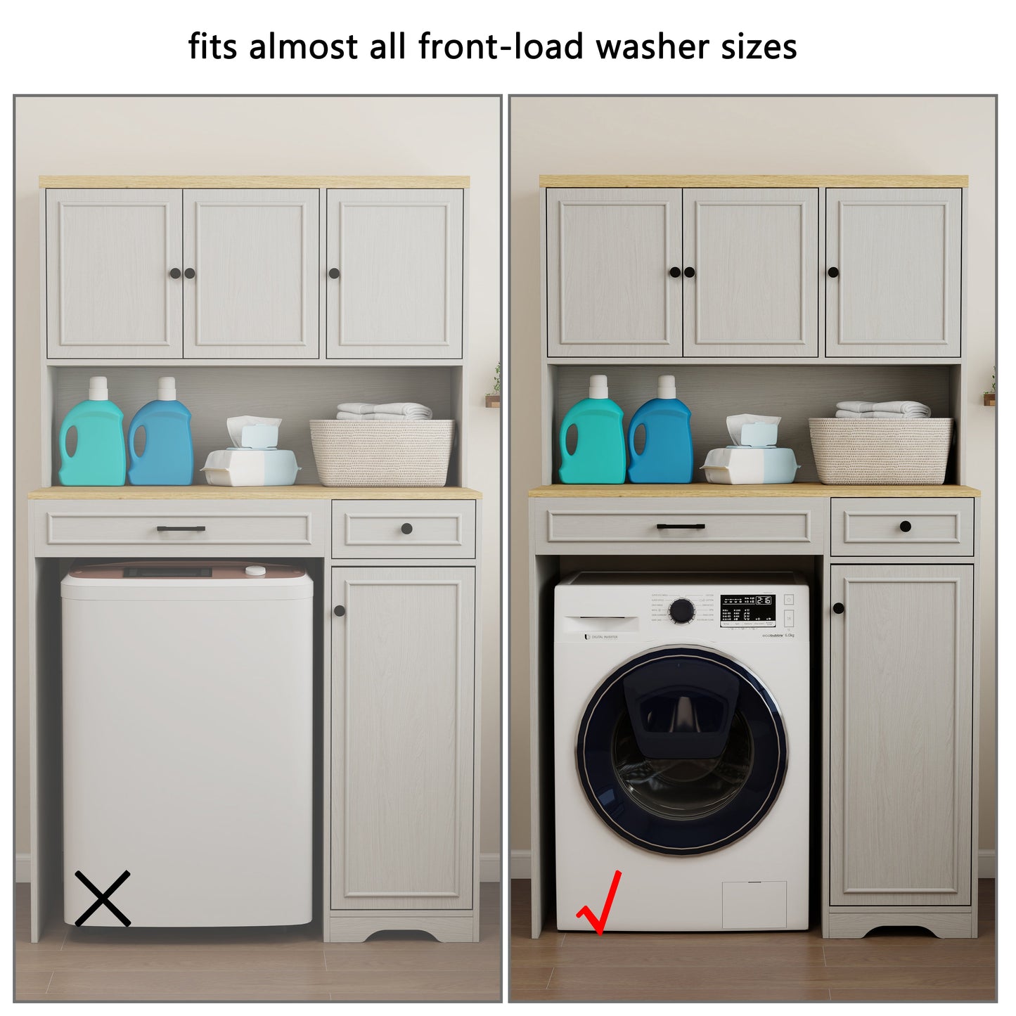 Over the Washer, Dryer and Robot Vacuum Storage Cabinet