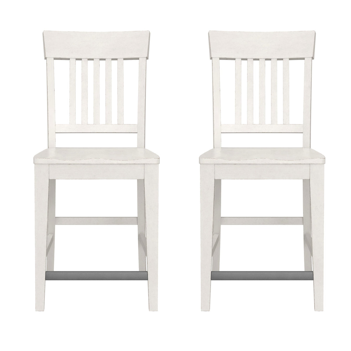 White Slat Back Counter Stools, Set of 2