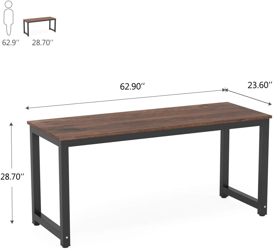 63 Inch Rustic Brown Computer Desk For Home Office