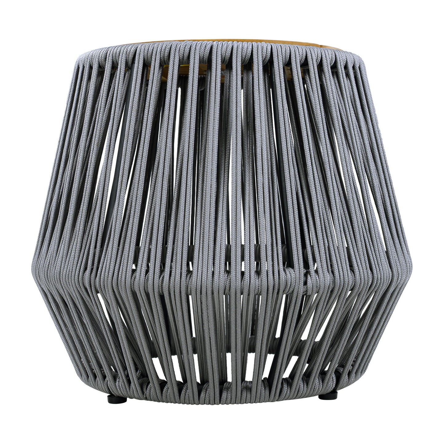 Acacia Wood Side Table with Grey Rope Design