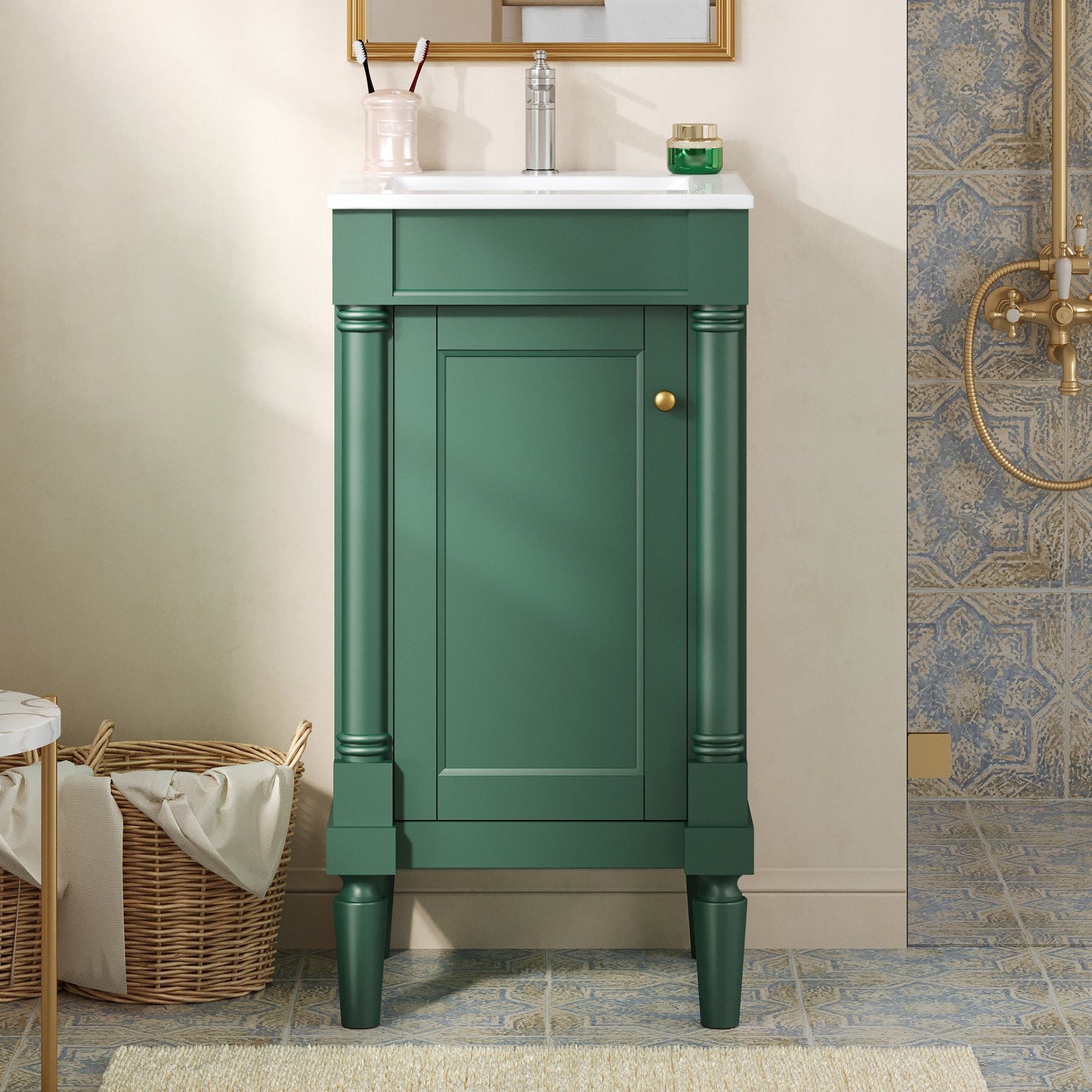 18" French Style Bathroom Cabinet with Storage