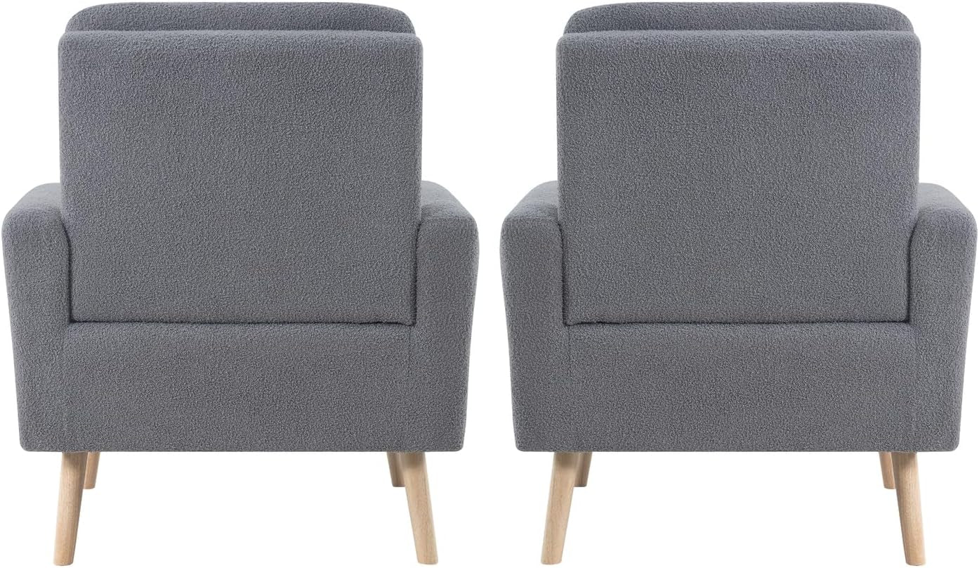 Gray Mid Century Modern Plush Upholstered Armchair