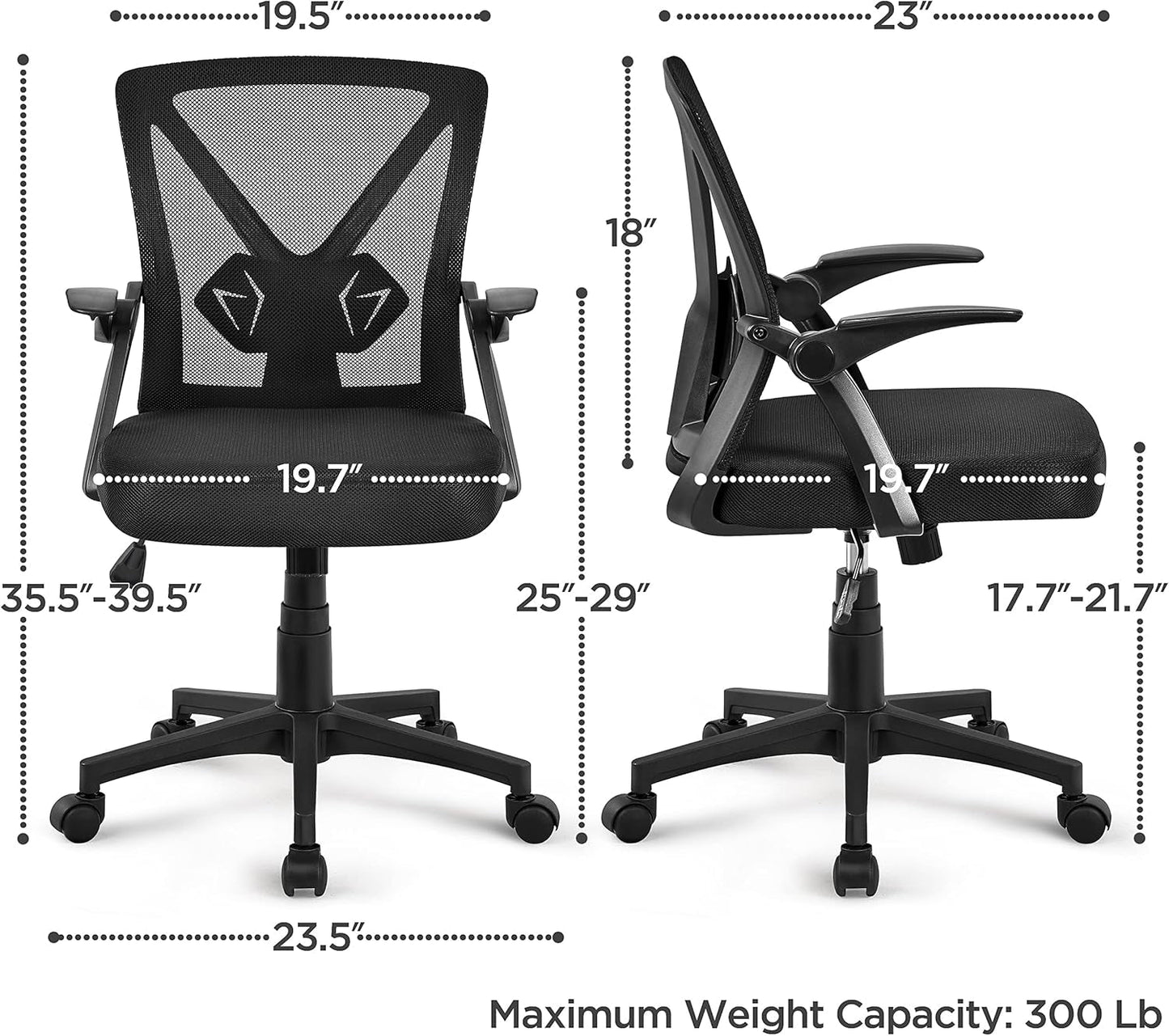 Black Ergonomic Mesh Office Chair With Adjustable Height