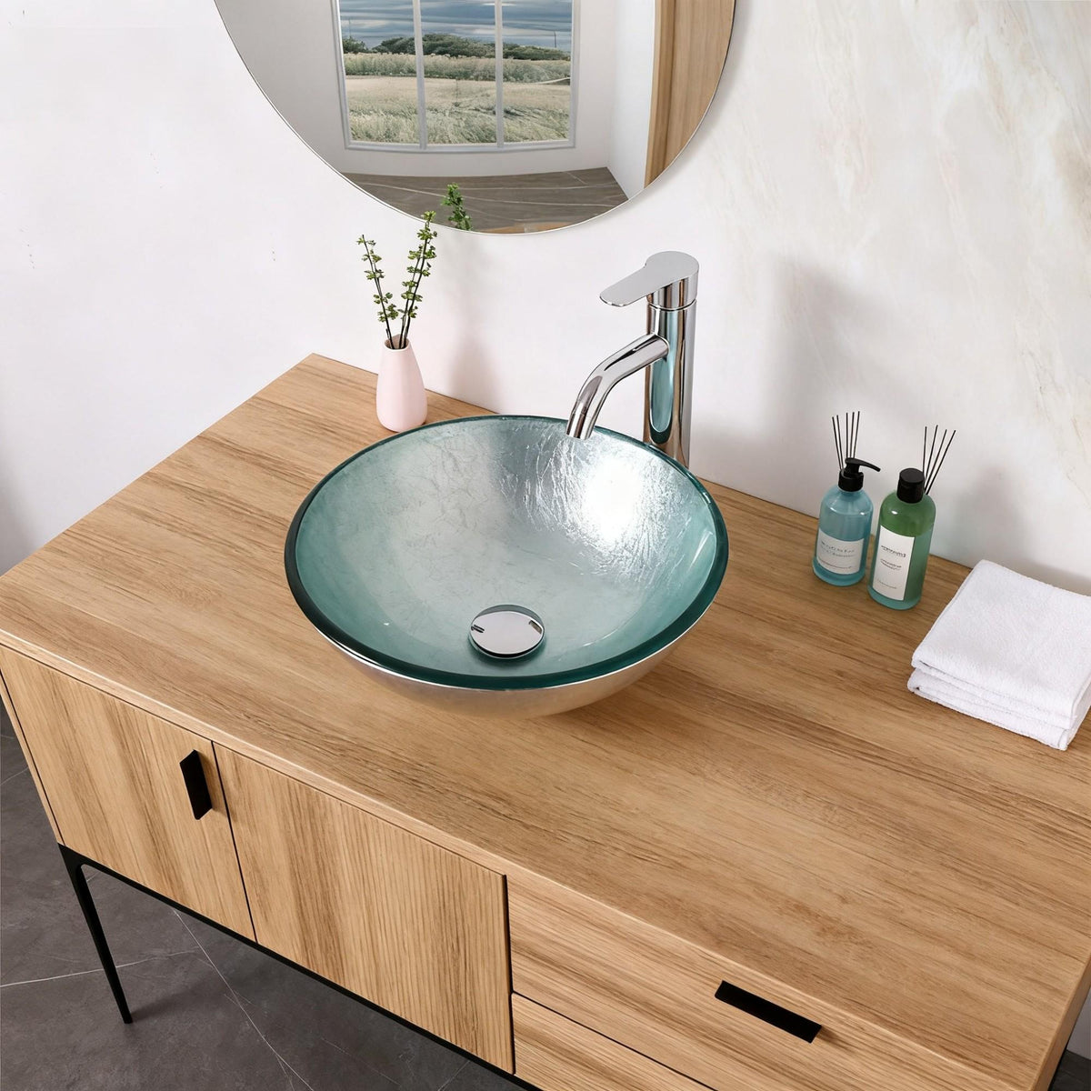 Bathroom Artistic Tempered Glass Vessel Sink