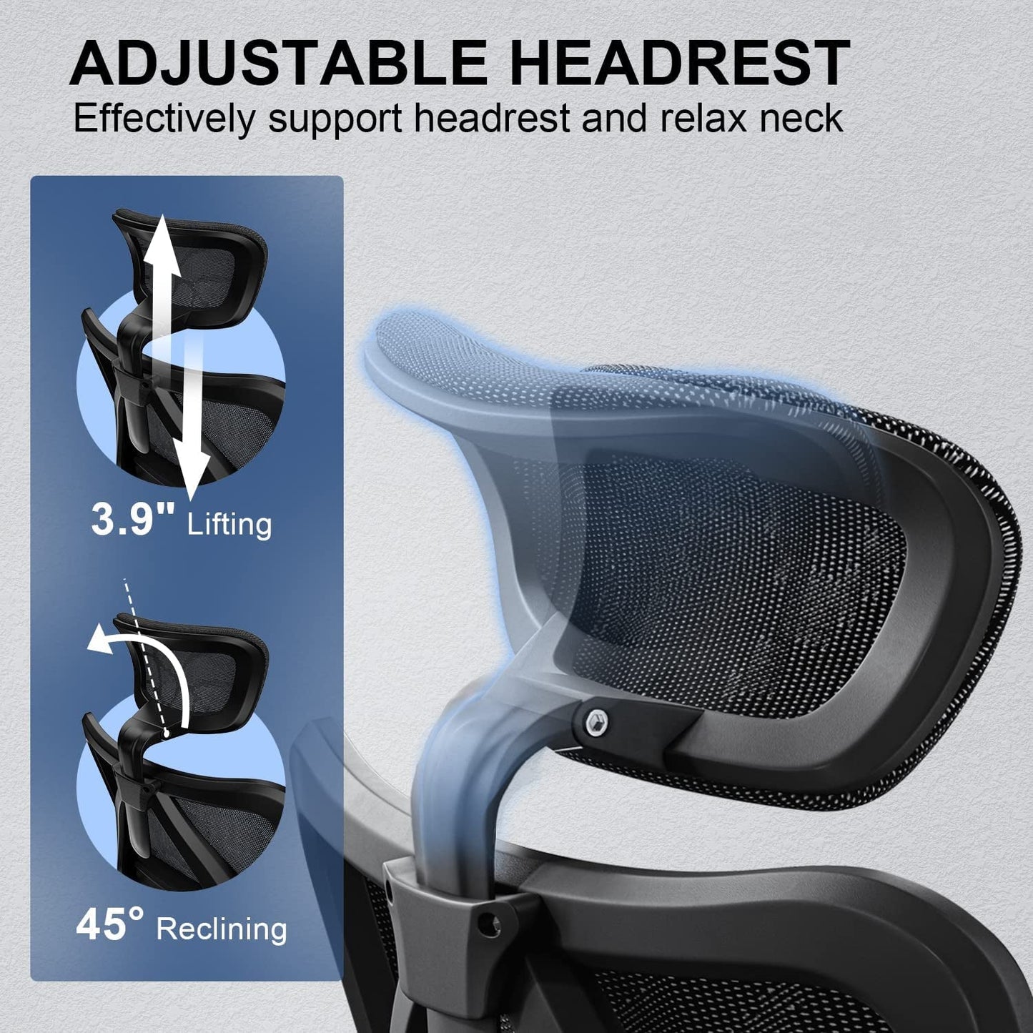 Ergonomic Mesh Office Chair With Adjustable Headrest And Lumbar Support