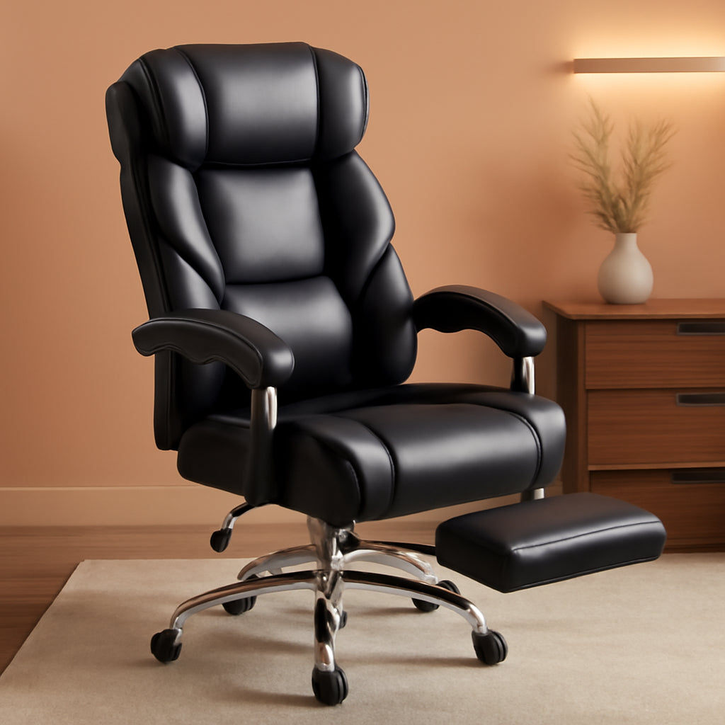 Office Chair With Retractable Footrest Ergonomic High Back