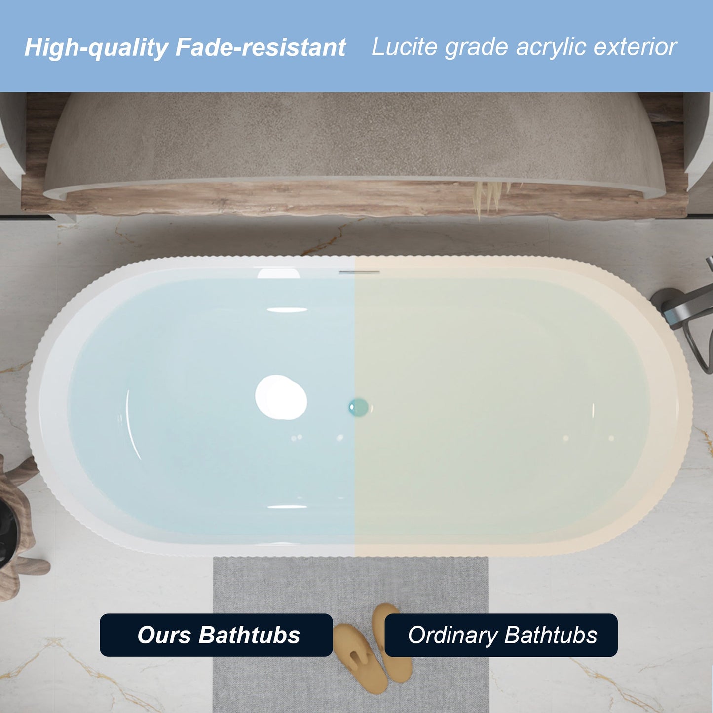 67" Linear Acrylic Freestanding Bathtub