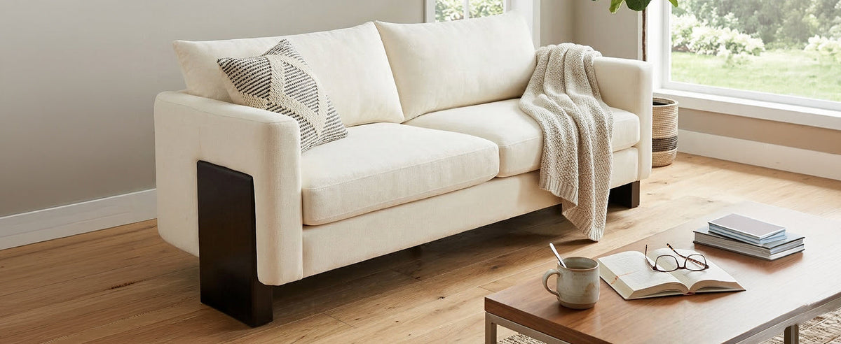 Modern 3-Seater Sofa with Rubberwood Legs