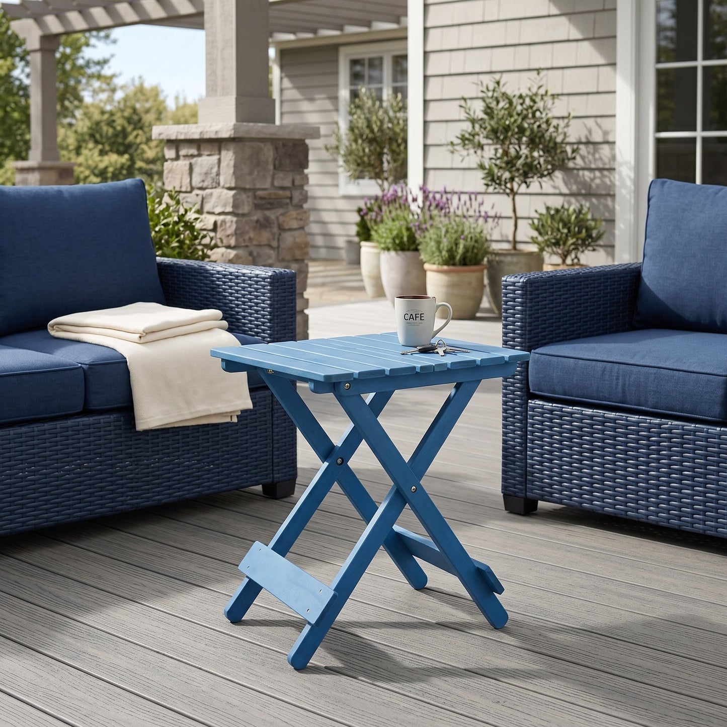 Folding Square Table Patio Outdoor Solid Wood Table