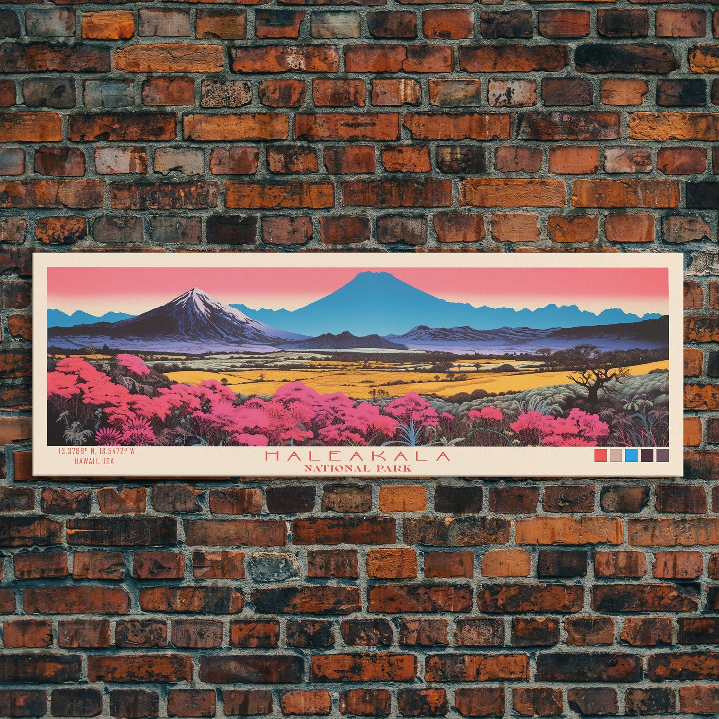 Haleakala National Park, Panoramic Hawaii Travel Art, National Park Print, Minimalist Travel Art, Midcentury Modern Style Landscape