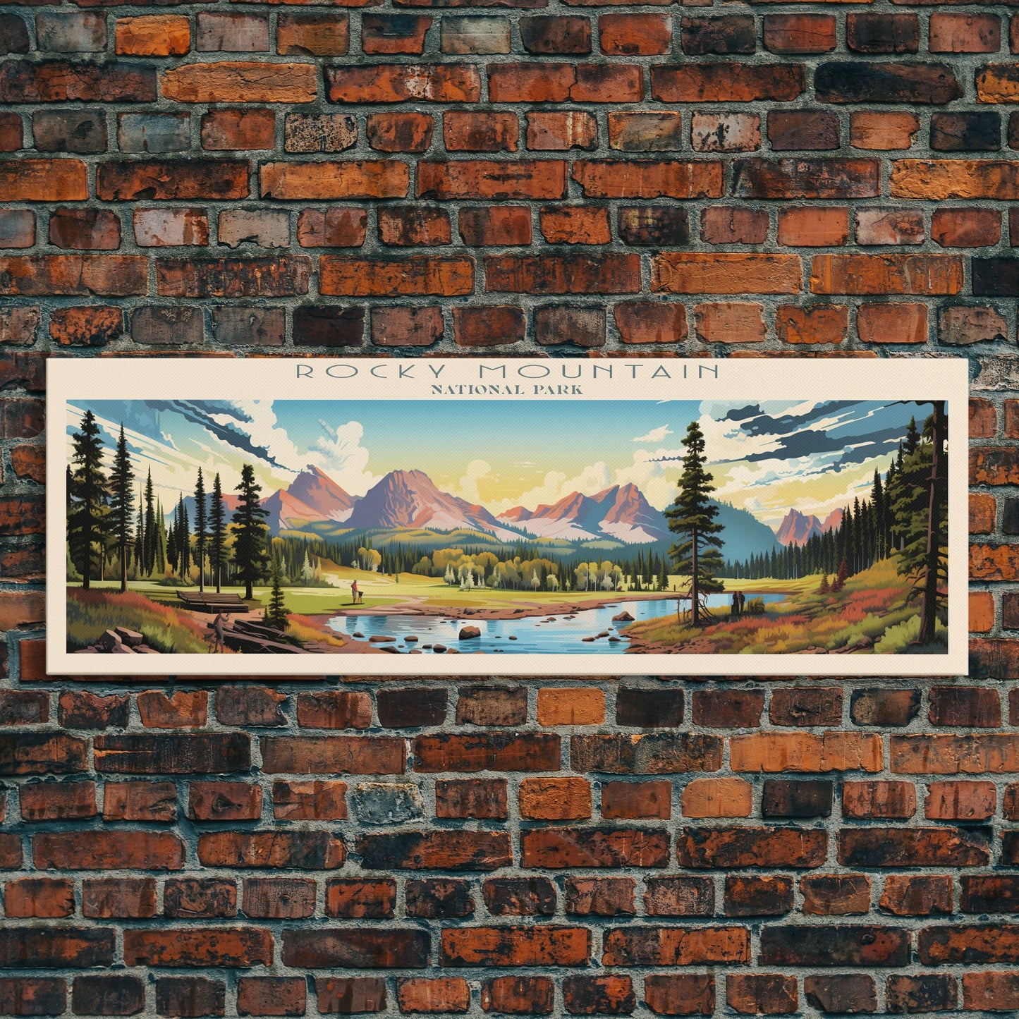 Rocky Mountain National Park Panoramic Colorado Travel Art, National Park Print, Minimalist Travel Art, Midcentury Modern Style Landscape