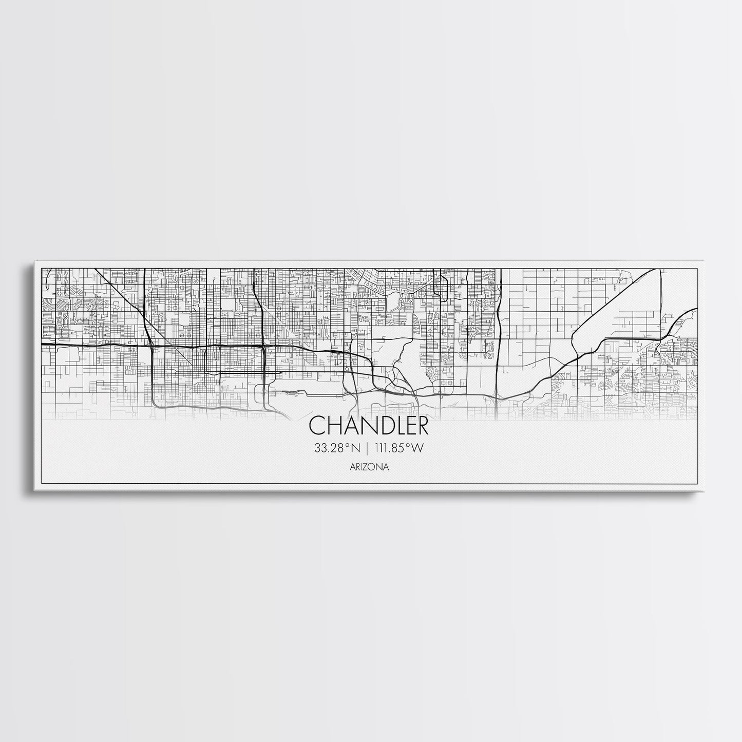 Panoramic Chandler City Map, Arizona Art, Map Print, Minimalist Wall Art, Canvas Art, Housewarming Gift, Street Map Art, Closing Gift
