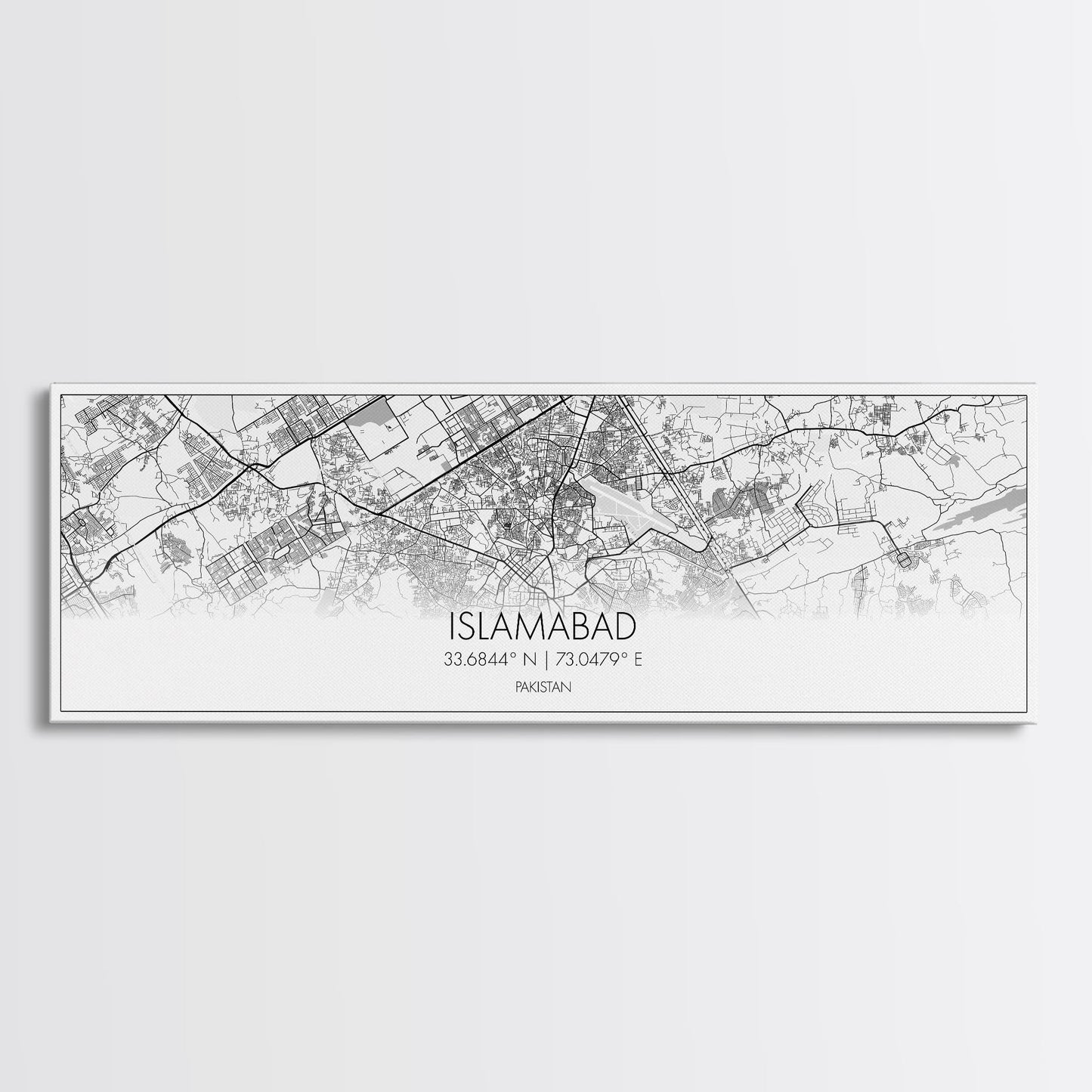 Panoramic Islamabad City Map, Pakistan Art, Map Print, Minimalist Wall Art, Canvas Art, Housewarming Gift, Street Map Art, Closing Gift