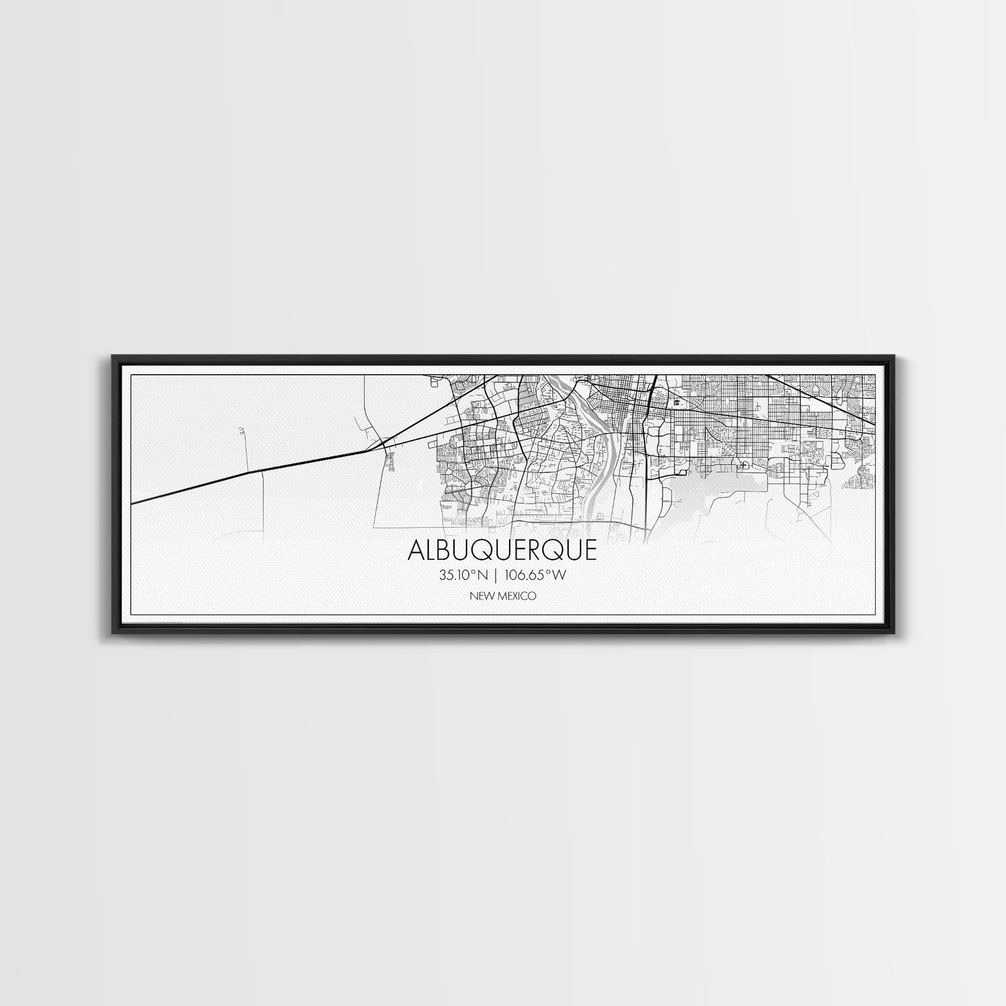 Panoramic Albuquerque City Map, New Mexico Art, Map Print, Minimalist Wall Art, Canvas Art, Housewarming Gift, Street Map Art, Closing Gift