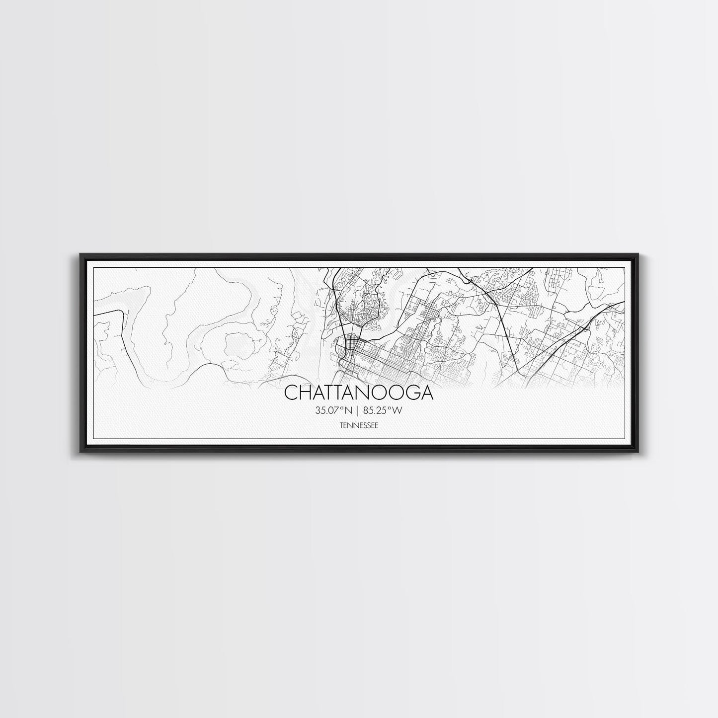Panoramic Chattanooga City Map, Tennessee Art, Map Print, Minimalist Wall Art, Canvas Art, Housewarming Gift, Street Map Art, Closing Gift