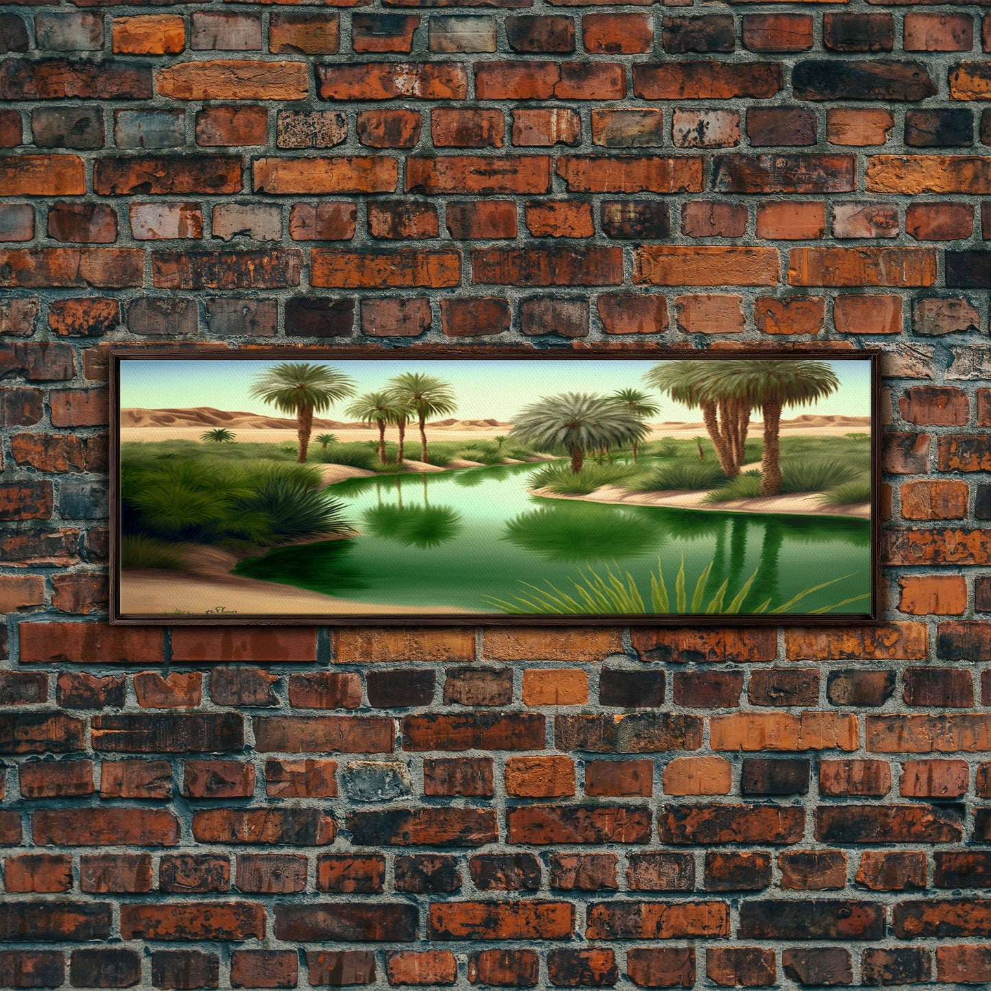 Desert Oasis Watercolor Landscape Canvas Print - Perfect for Living Room, Bedroom, Panoramic Extra Wide Format Art