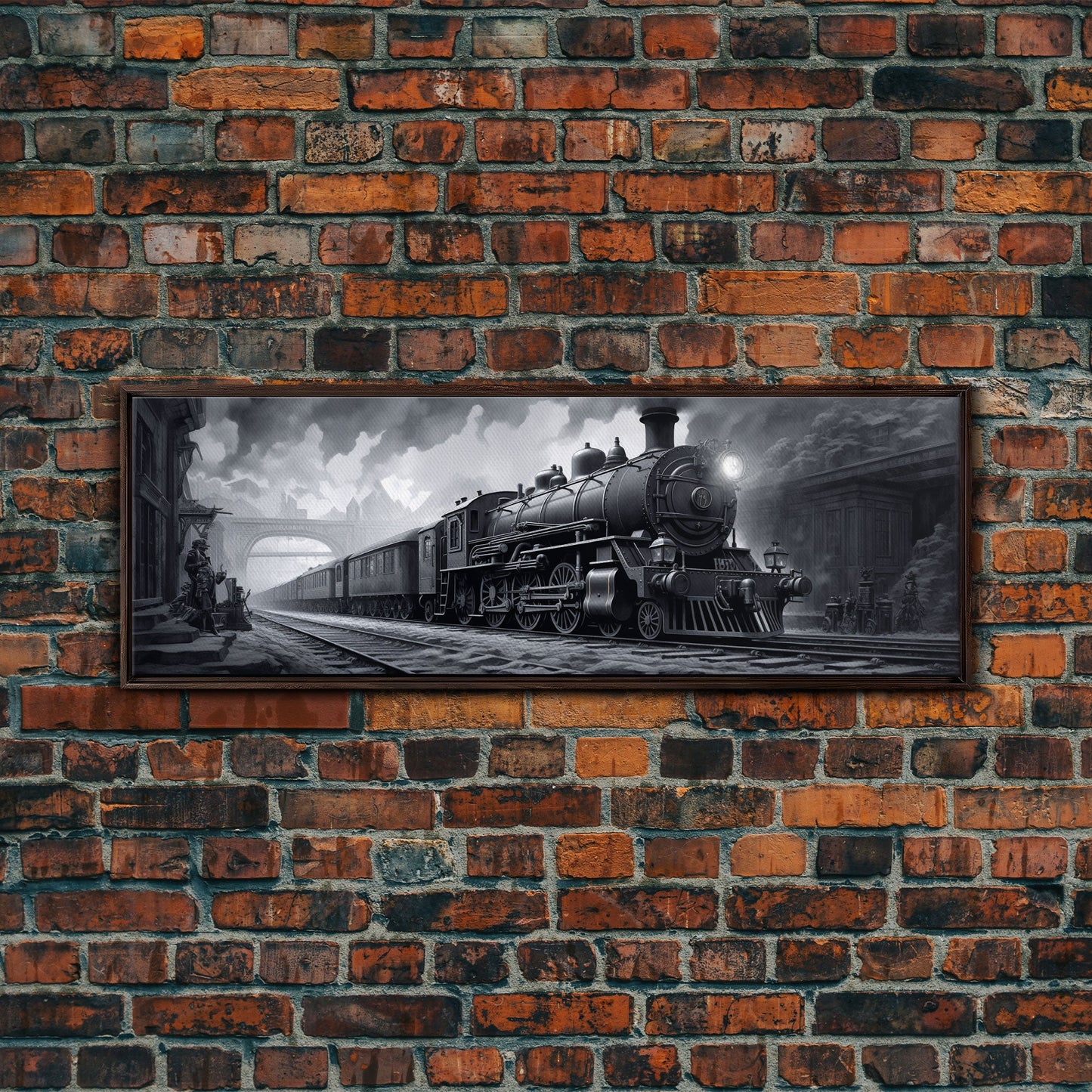 Steam Train Wall Art Framed Canvas Print, Framed Art, Train Decor, Conductor Art, Train Art, Train Gifts