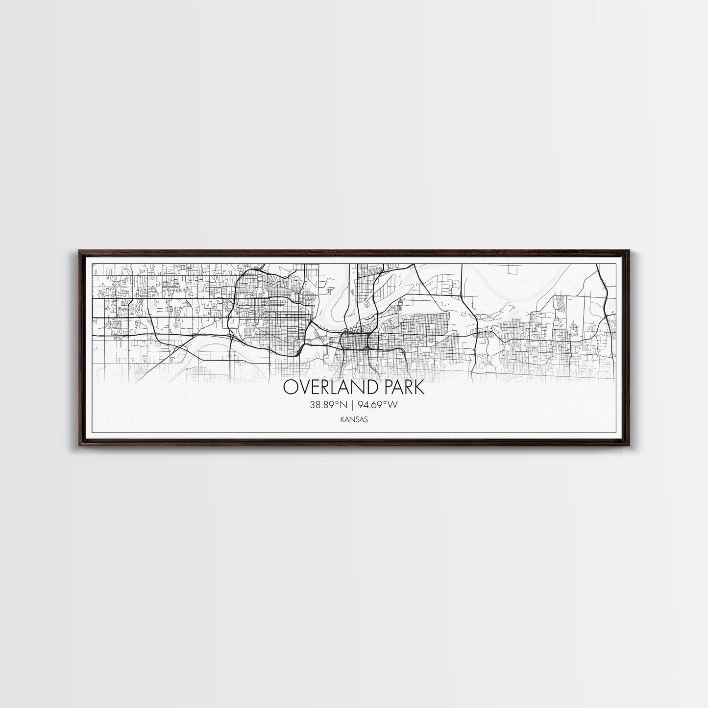 Panoramic Overland Park City Map, Kansas Art, Map Print, Minimalist Wall Art, Canvas Art, Housewarming Gift, Street Map Art, Closing Gift