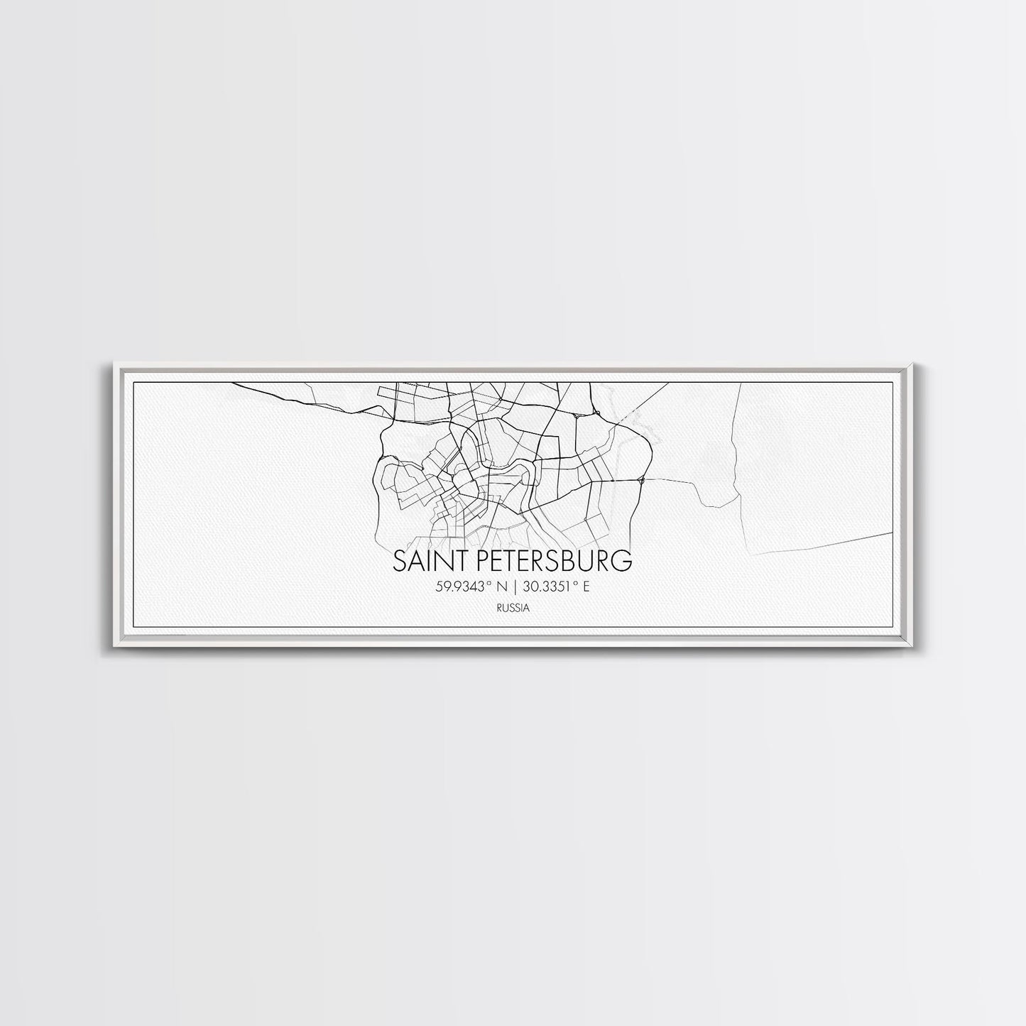 Panoramic Saint Petersburg City Map, Russia Art, Map Print, Minimalist Wall Art, Canvas Art, Housewarming Gift, Street Map, Closing Gift