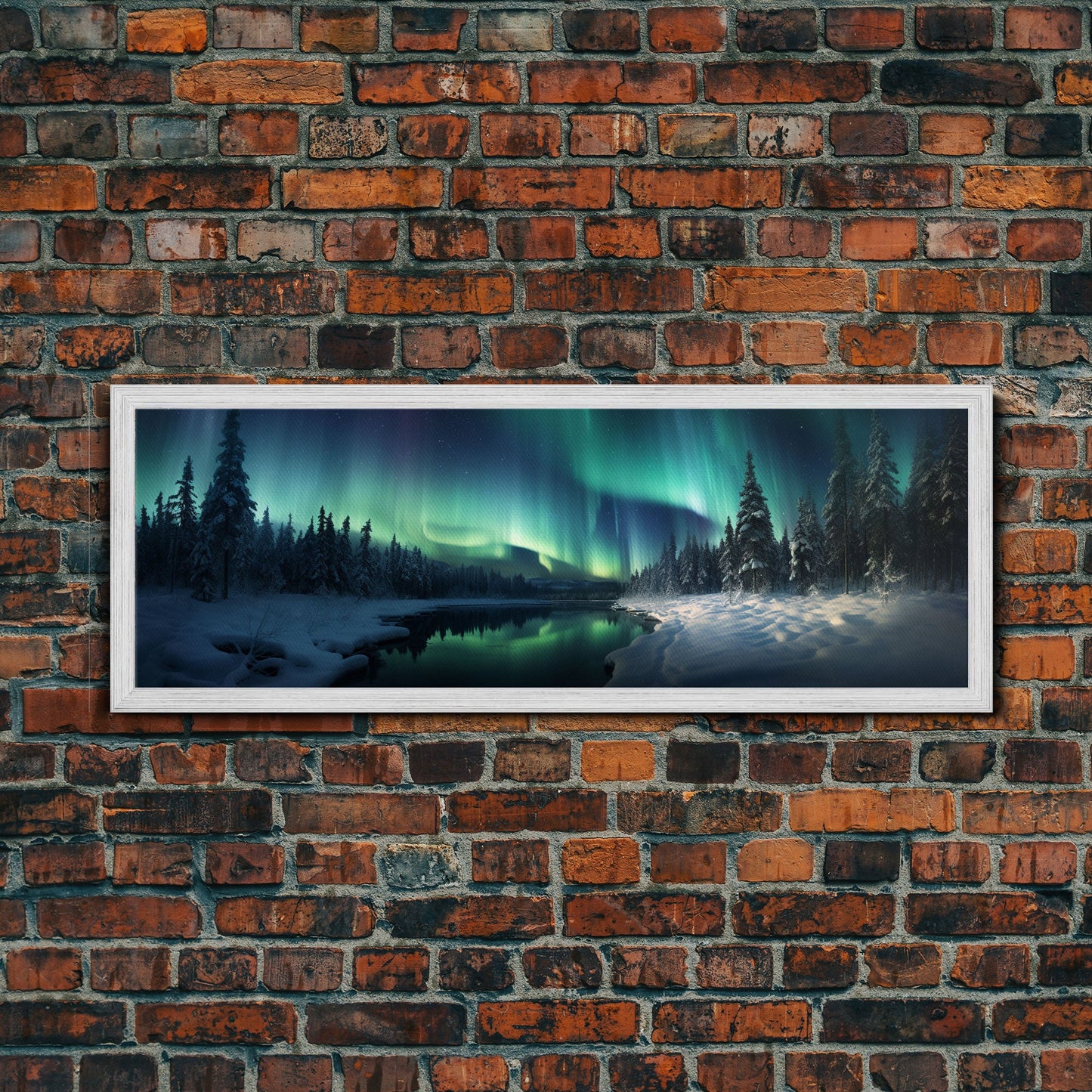 Northern lights canvas wall art Forest print Aurora Borealis Night Sky canvas Nature wall art Northern lights Landscape Framed Wall Art