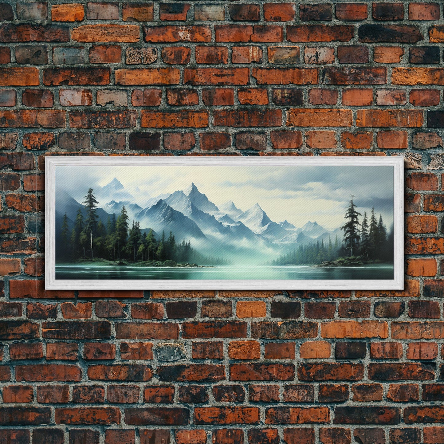 Mountain Lake Wall Art, Oil Landscape Painting On Canvas - Large Gallery Wrapped Canvas Wall Art Prints With/Without Floating Frames