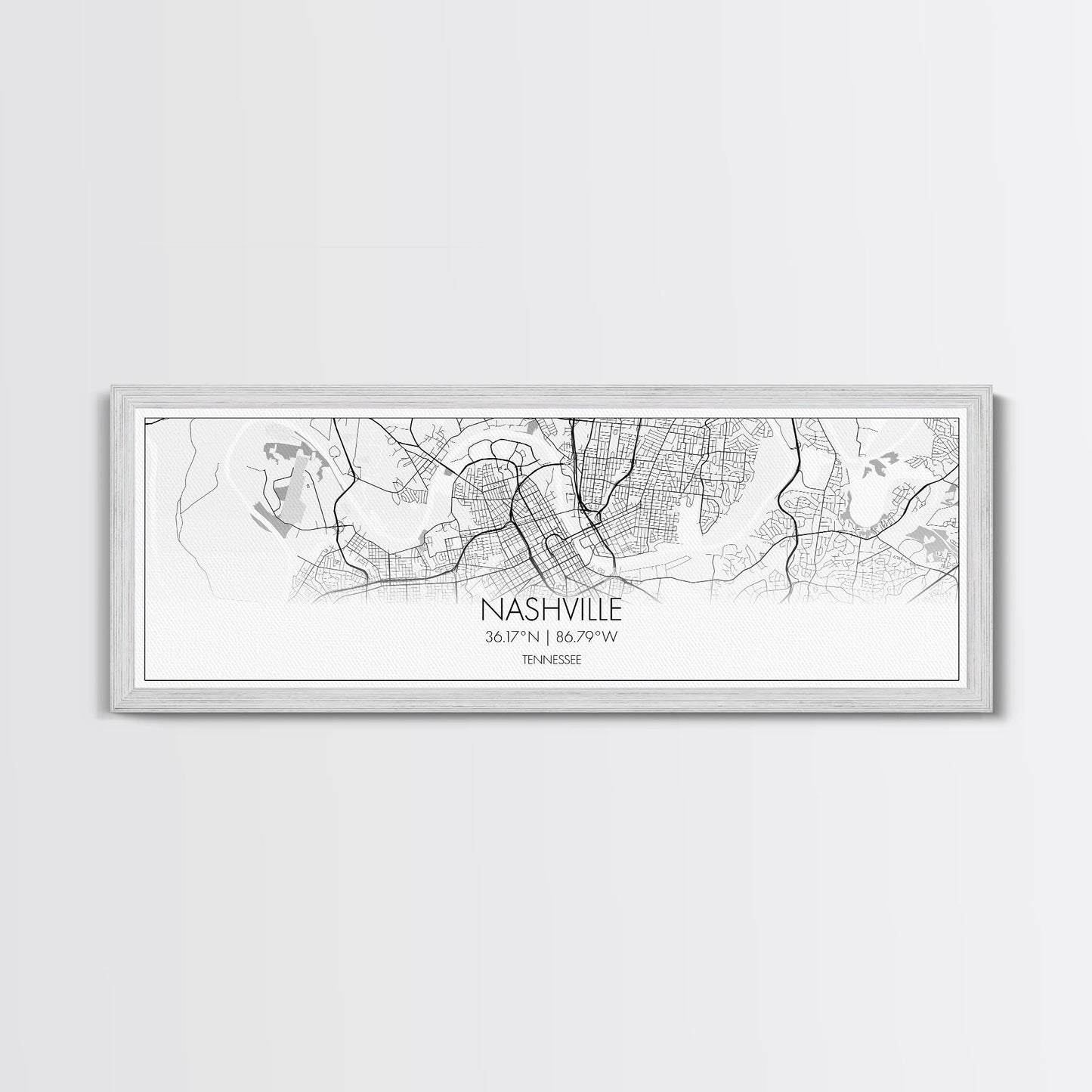 Panoramic Nashville City Map, Tennessee Art, Map Print, Minimalist Wall Art, Canvas Art, Housewarming Gift, Street Map Art, Closing Gift