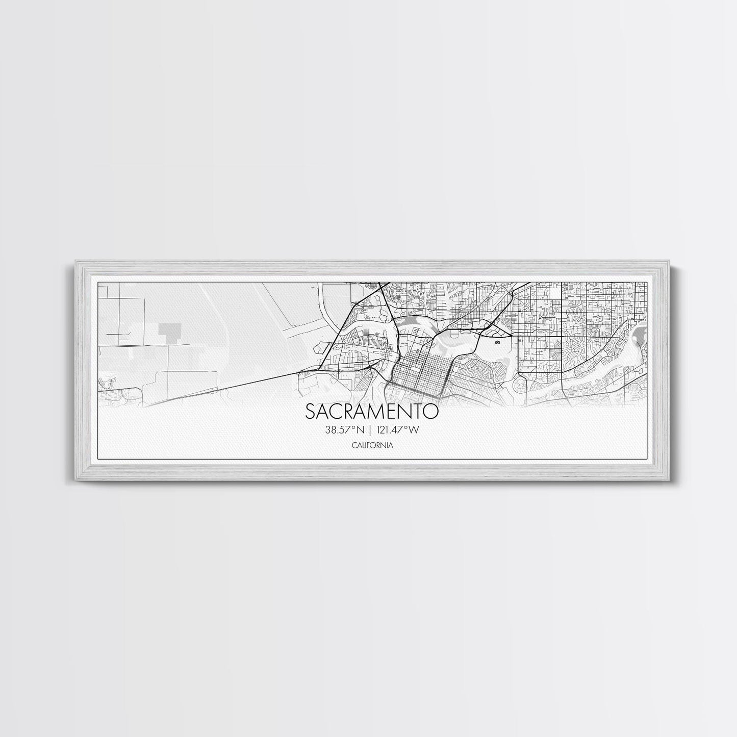 Panoramic Sacramento City Map, California Art, Map Print, Minimalist Wall Art, Canvas Art, Housewarming Gift, Street Map Art, Closing Gift