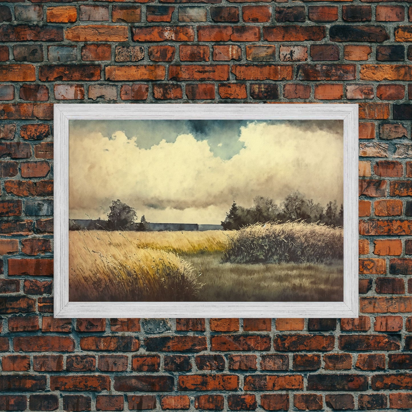 Subdued Watercolor Wall Art, Framed Canvas Print, Muted Moody Minimalist Boho Style Wall Art, Guest Room, Above Bed Art, Above Sofa Wall Art
