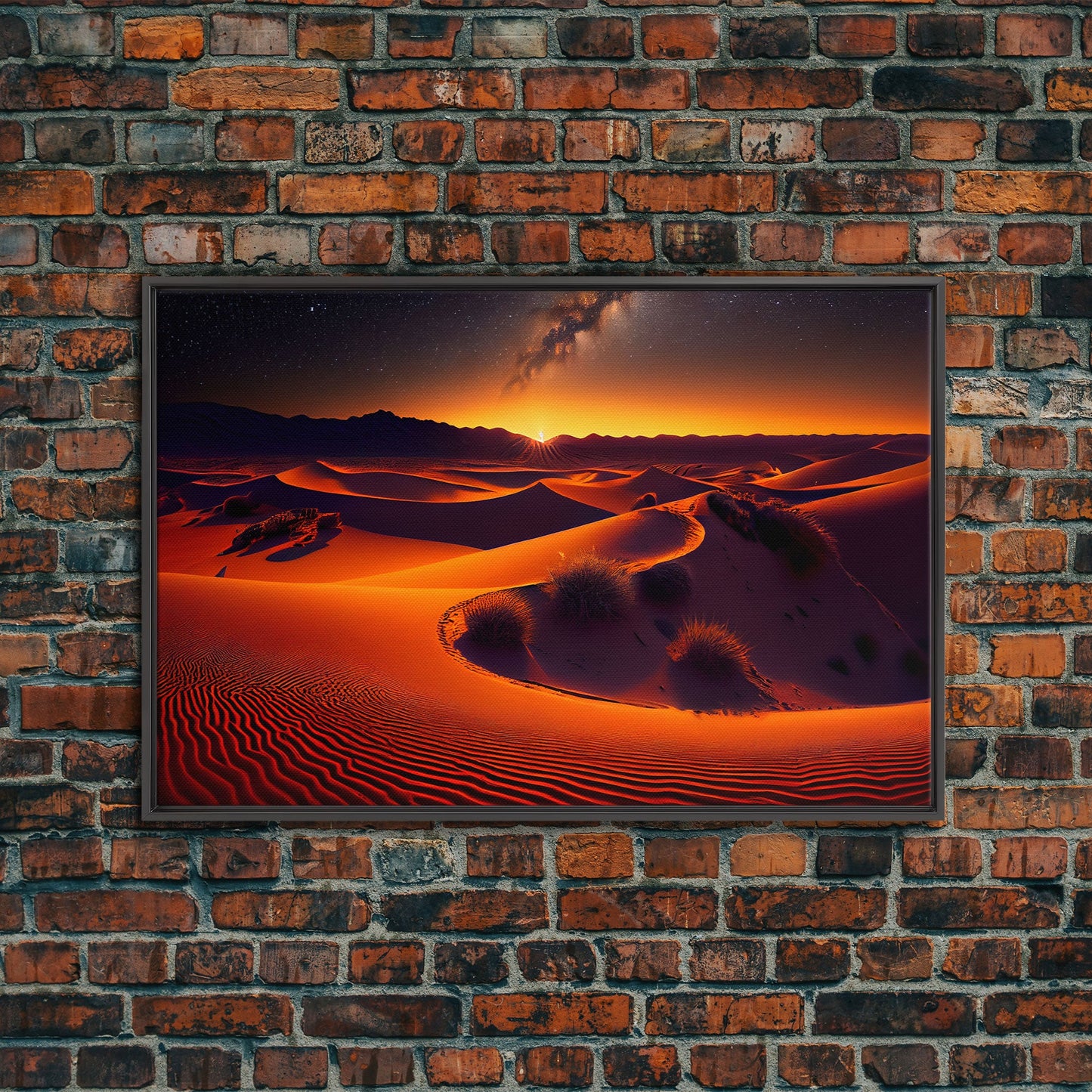 Milky Way galaxy visible over a desert night, framed canvas print, unique wall art