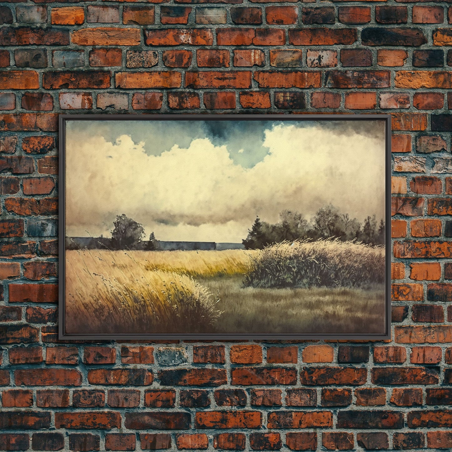 Subdued Watercolor Wall Art, Framed Canvas Print, Muted Moody Minimalist Boho Style Wall Art, Guest Room, Above Bed Art, Above Sofa Wall Art
