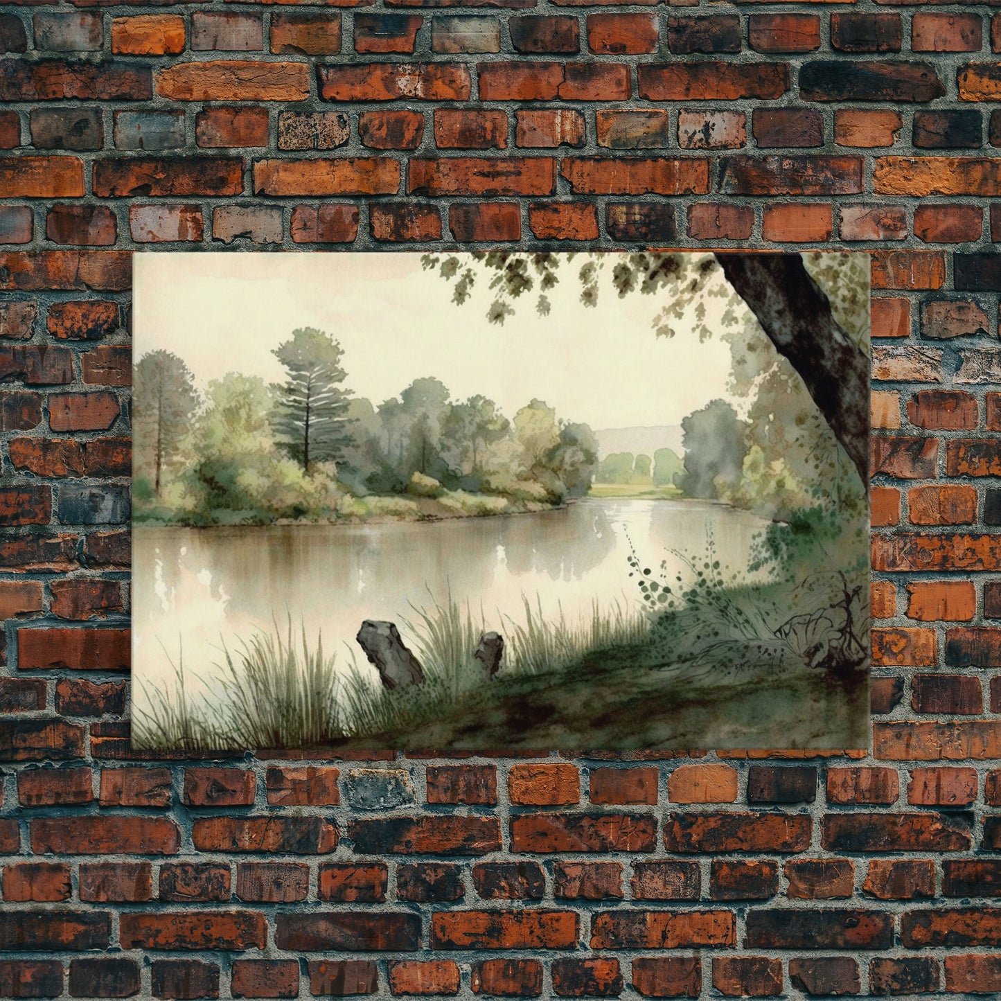 Retro Rustic Boho Style Vintage Landscape Wall Art Canvas Print, Sketch Natural Framed Large Gallery Art, Minimalist Art Ready to Hang