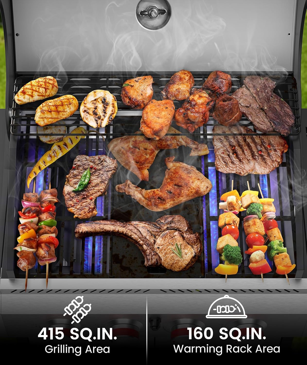 3 & 4-Burner Propane Gas Grills with Side Burners, for Outdoor Cooking, BBQ, Patio, Camping