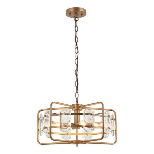 4-Light Golden or Black Modern Crystal Island Pendant Light