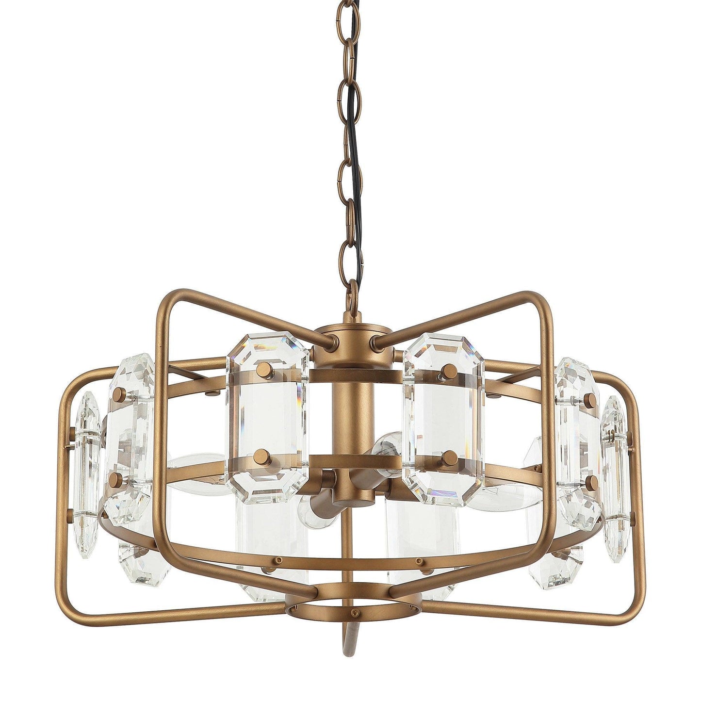 4-Light Golden or Black Modern Crystal Island Pendant Light