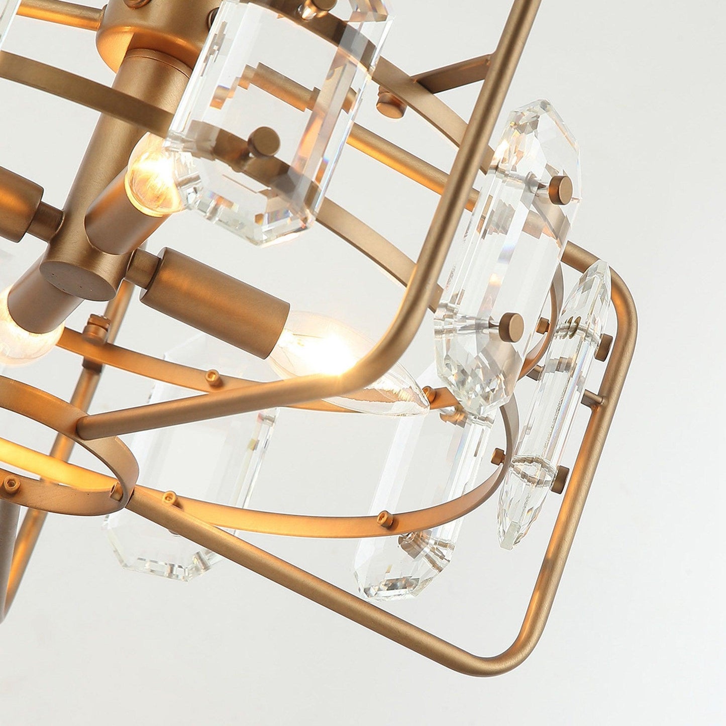 4-Light Golden or Black Modern Crystal Island Pendant Light