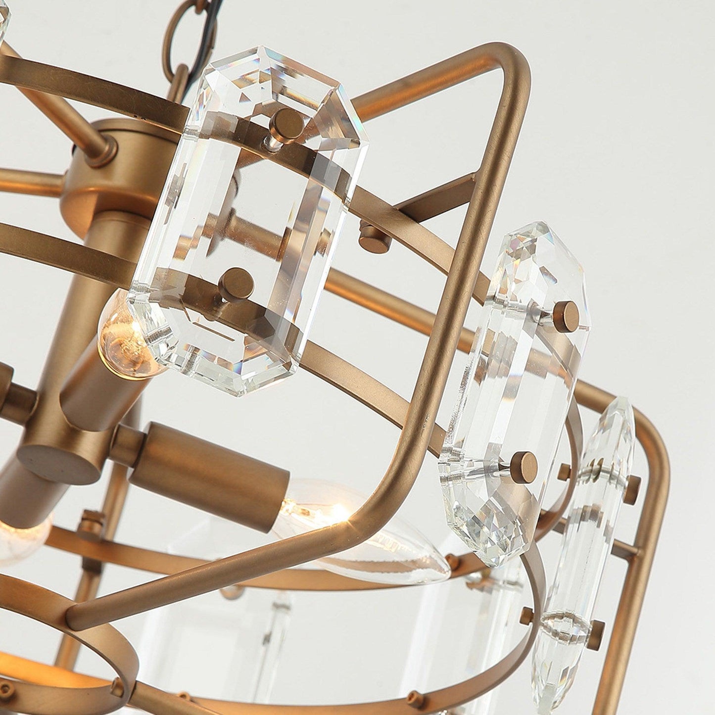 4-Light Golden or Black Modern Crystal Island Pendant Light