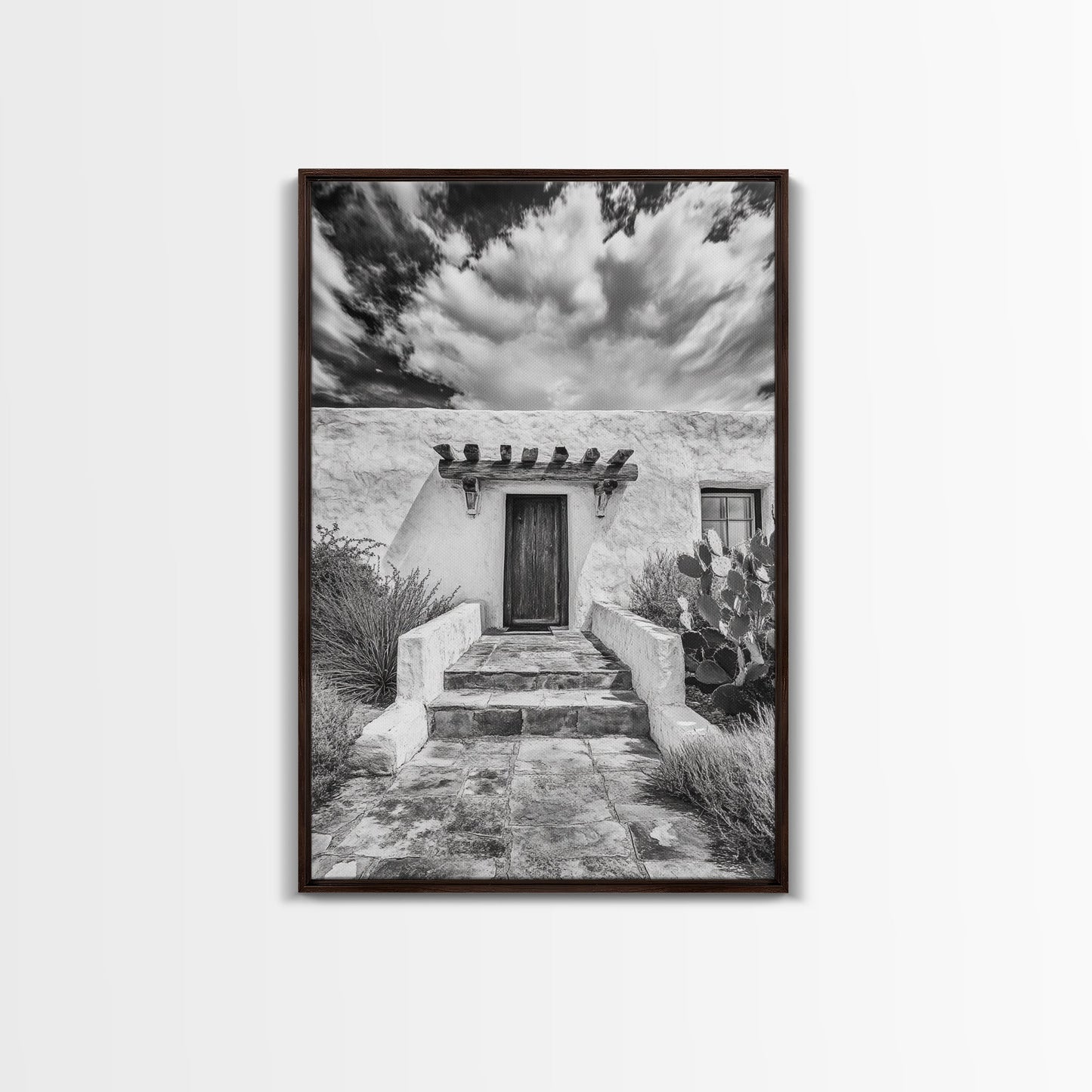 Desert Doorway, Rustic Adobe, Southwestern Style, Framed Canvas Print, Entryway Art, Neutral Wall Art, Minimalist Home Decor