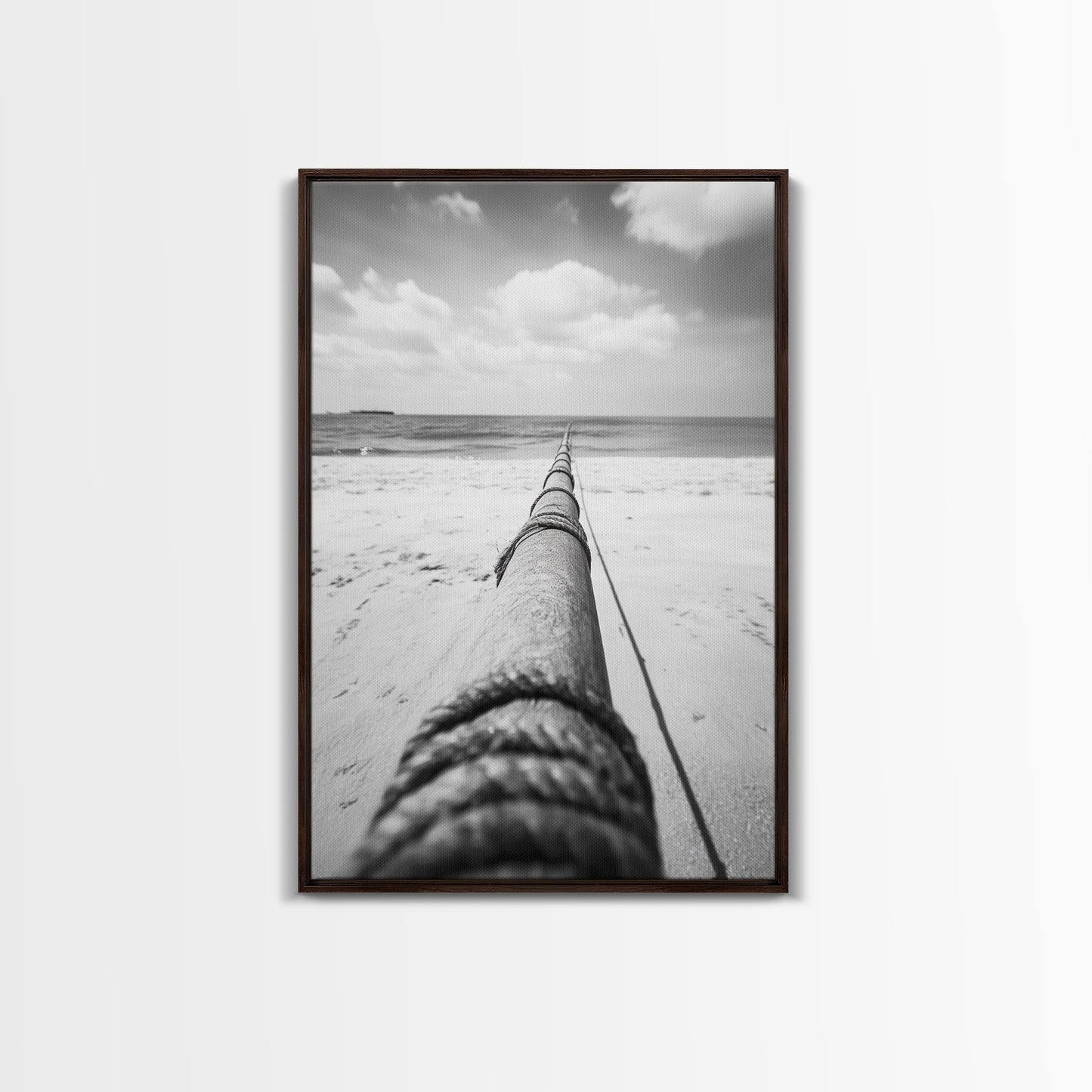 Nautical Rope, Ocean Line, Endless Beach, Maritime Horizon, Canvas Print, Minimalist Wall Art, Modern Coastal Decor, Entryway Beach Art
