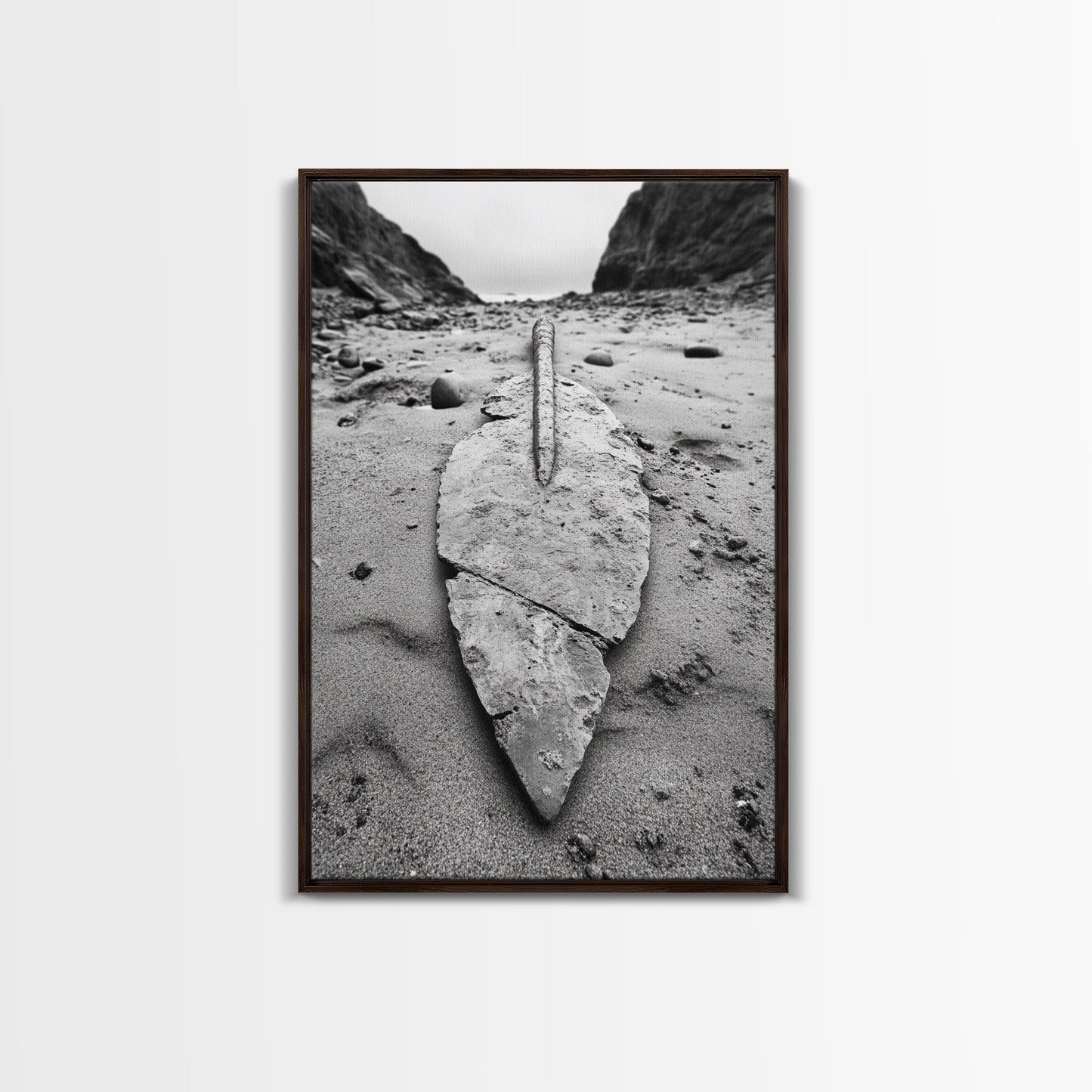 Fossil Rock Shore, Beach Minimalism, Sand Texture Art, Canvas Print, Coastal Wall Art, Natural History Decor, Abstract Earthy Art