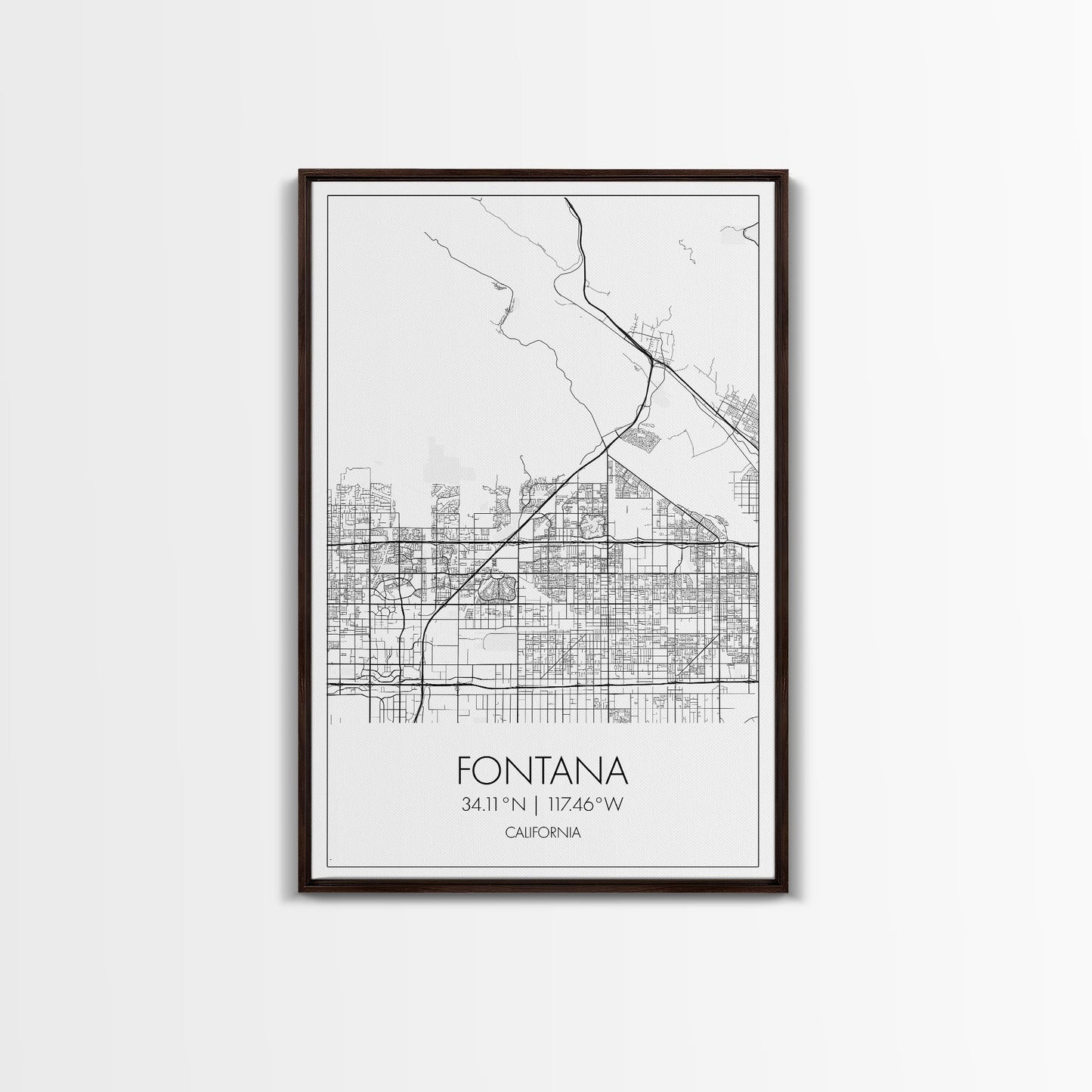Fontana Street Map, California Map, City Map Art, Minimalist Art, Wall Art, Canvas Print, Unique Wall Art, Travel Décor, Travel Gift For Men