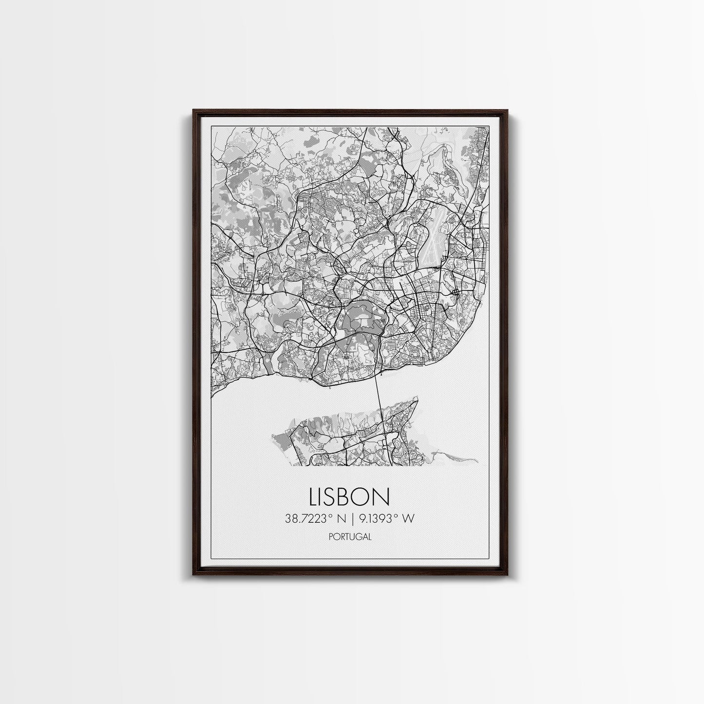 Lisbon Street Map, Portugal Map, City Map Art, Modern Wall Art, Wall Art, Canvas Print, Travel Décor, Above Bed Art, Gift For Couples